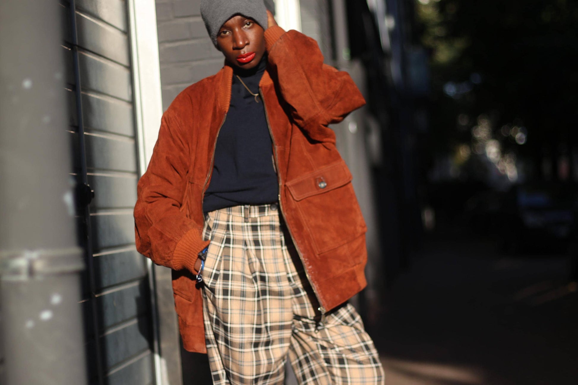 90s Suede Bomber Jacket| Genuine Unisex Leather Bomber | Brown Minimalist Jacket S-L