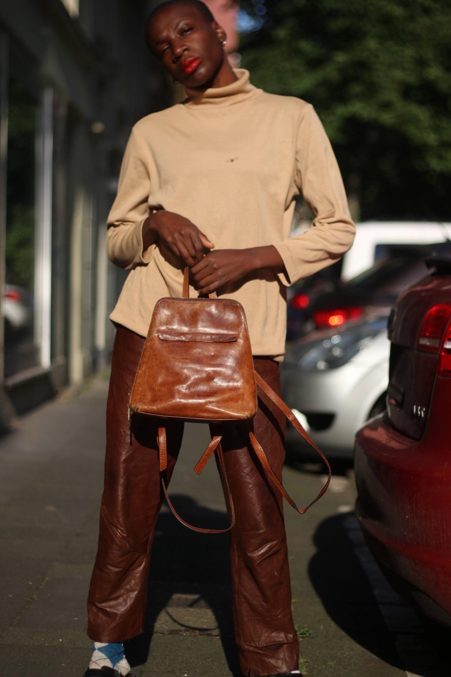 90s Genel London Vintage Leather Pants: Tapered Suede Trousers