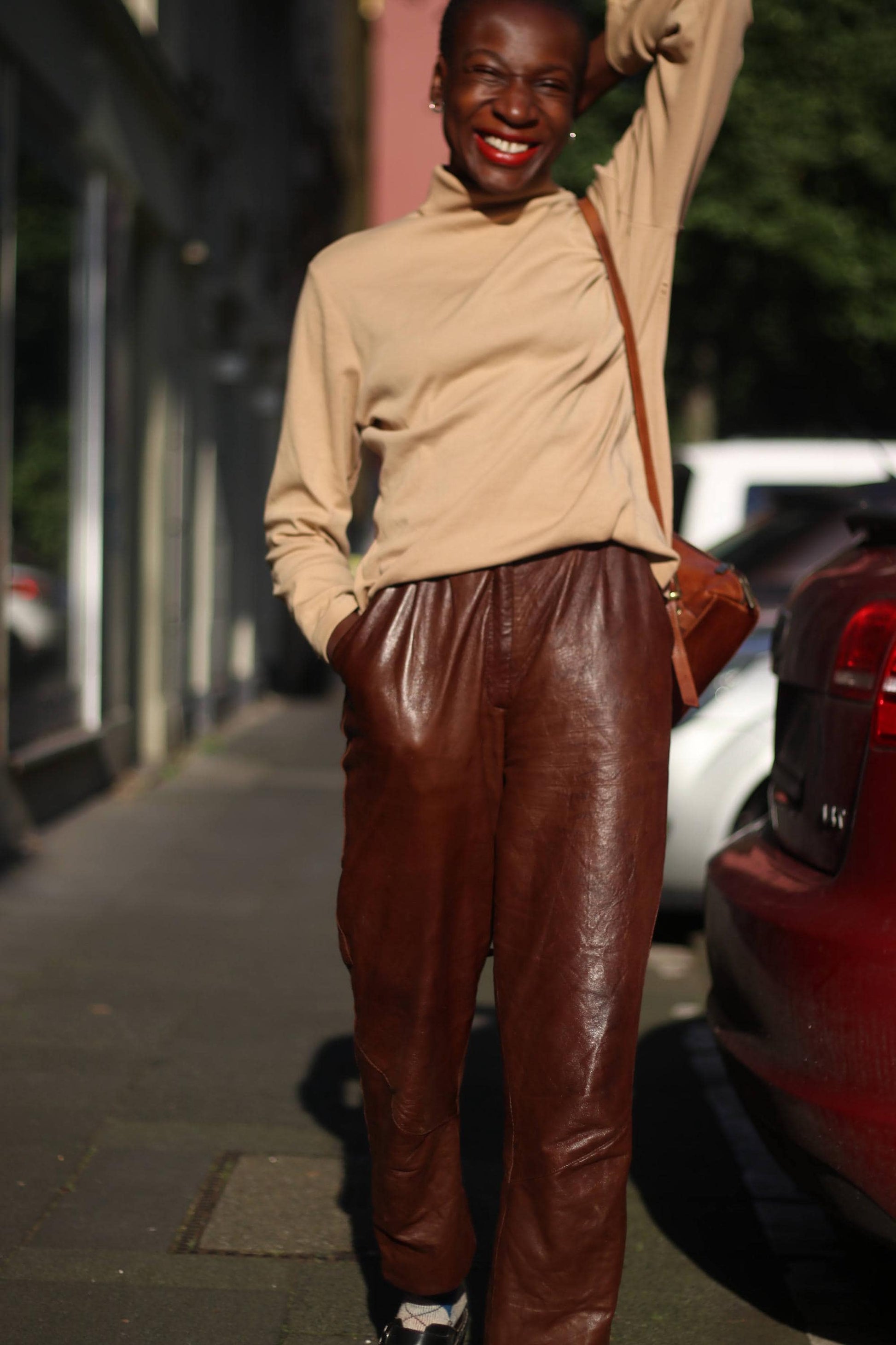 90s Genel London Vintage Leather Pants: Tapered Suede Trousers
