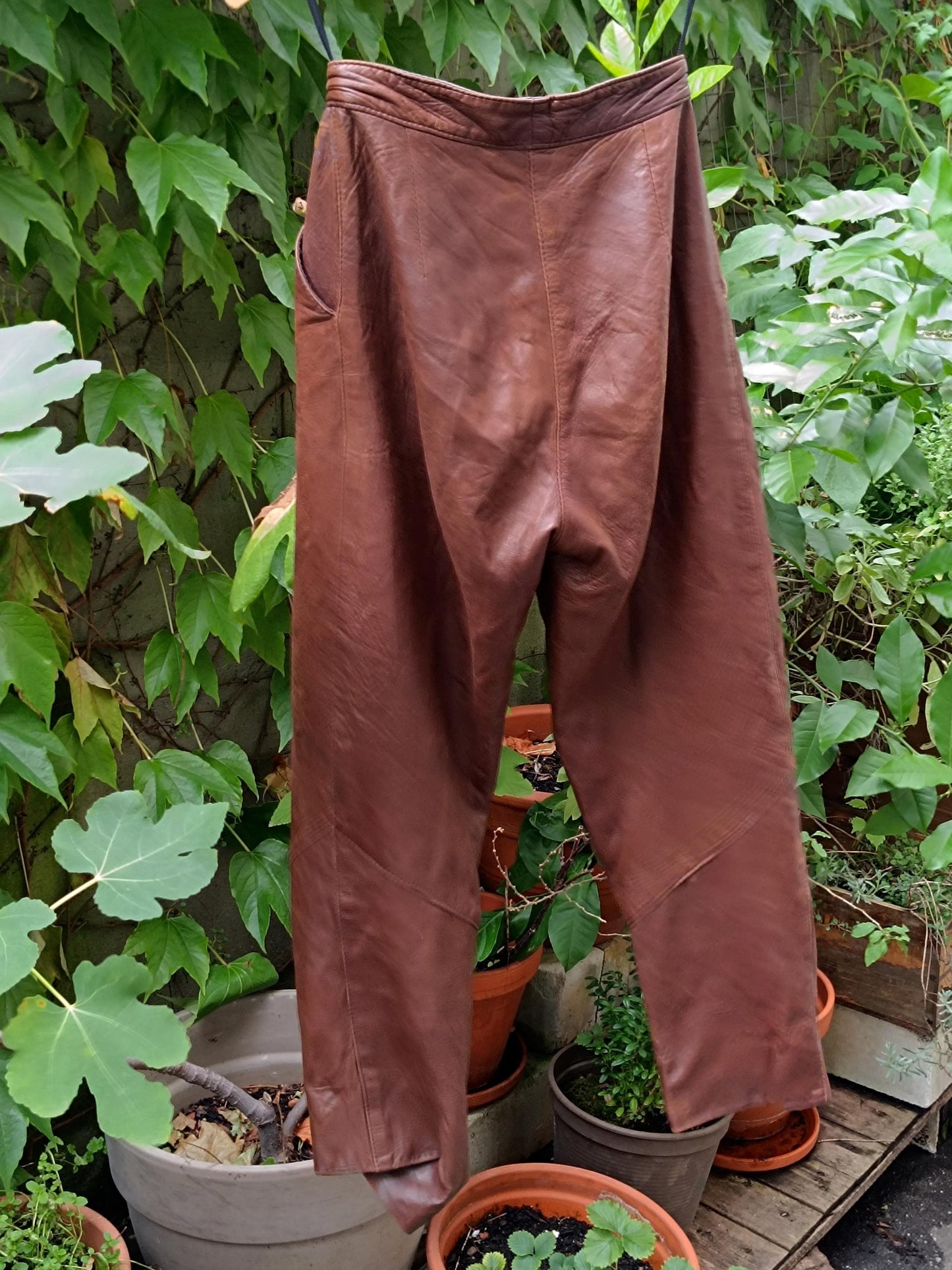 90s Genel London Vintage Leather Pants: Tapered Suede Trousers