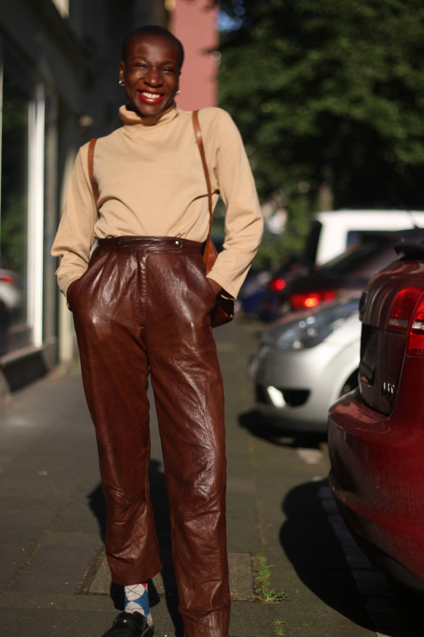 90s Genel London Vintage Leather Pants: Tapered Suede Trousers