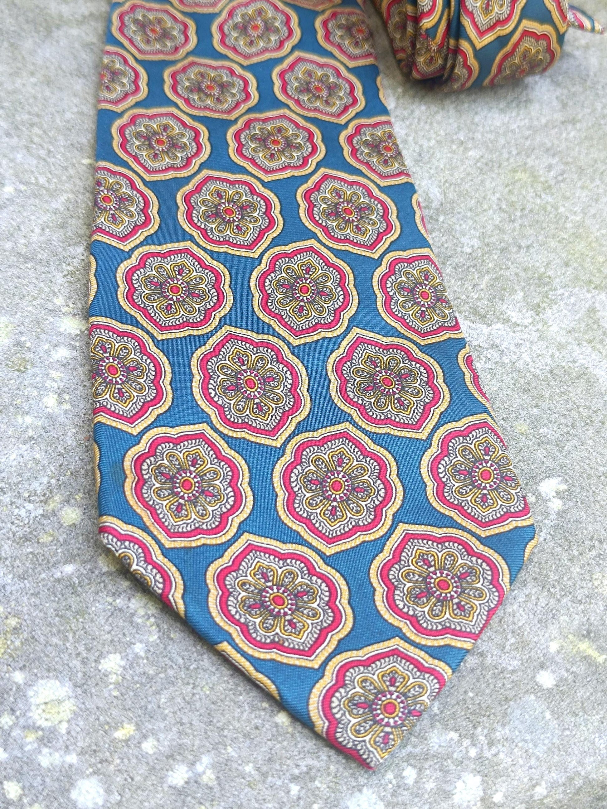90s Clubfellow Silk Tie | Vintage Floral Print necktie | Men's Tie| Genderless unisex suit accessory