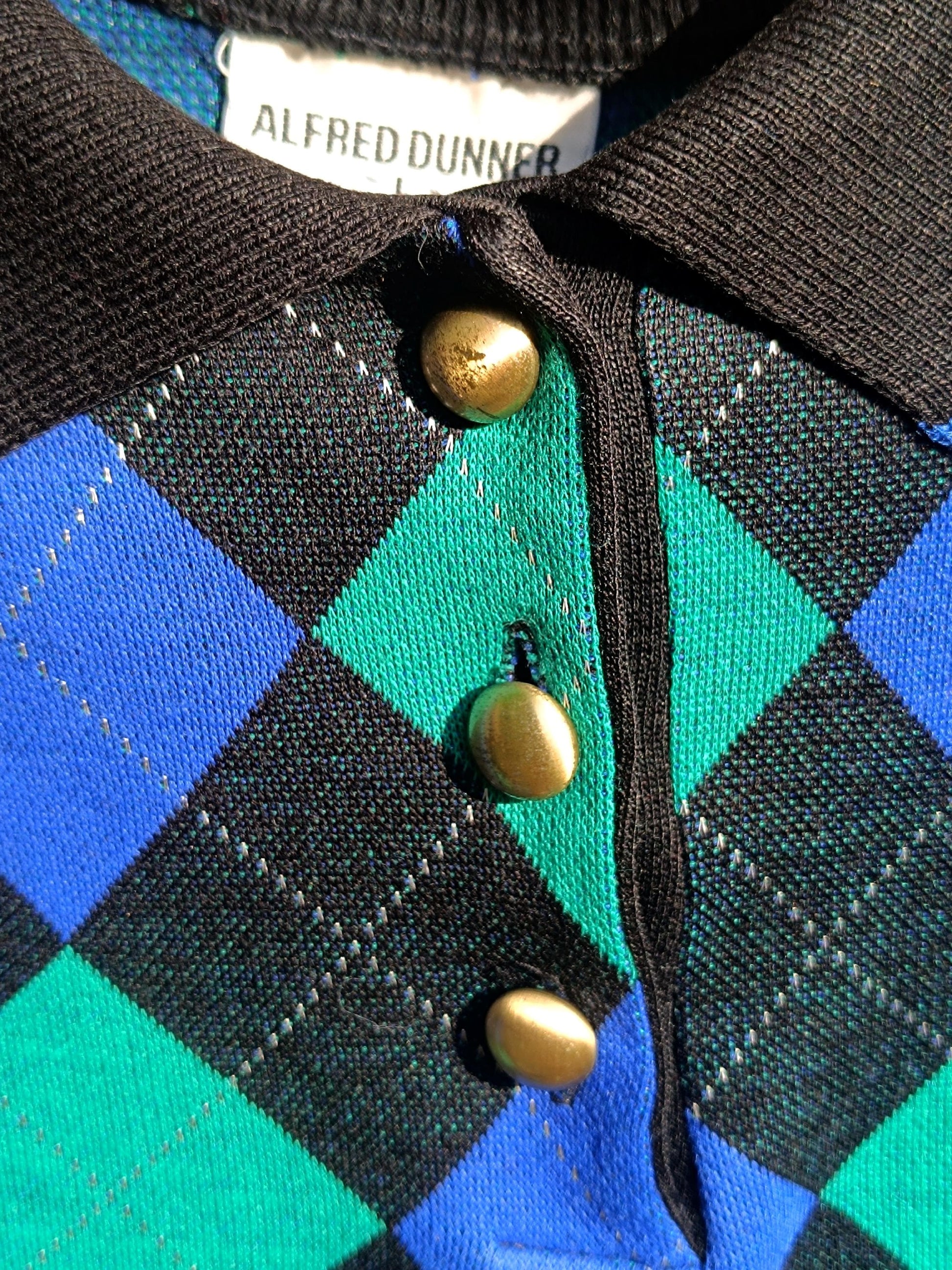 80s Alfred Dunner Sweater | Vintage Argyle Print Knit| Women's Checkered Long-Sleeved Fall Knit| Preppy Chic Blue Jumper