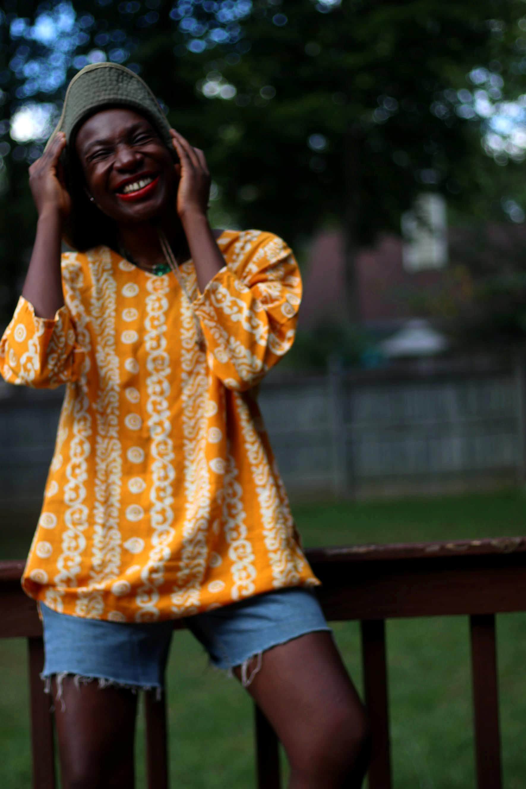 90s Floral Print Tunic| Vintage Yellow Lightweight Blouse