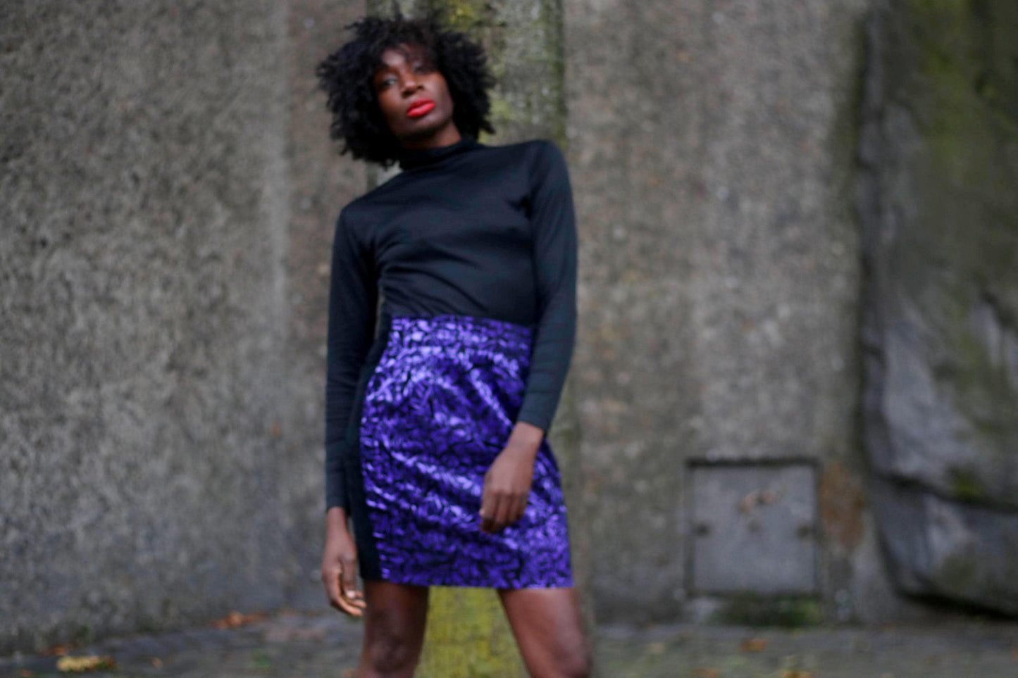 80s Festive Mini Skirt| Vintage Women's Purple Maximalist Skirt| Floral Print Made in France Skirt