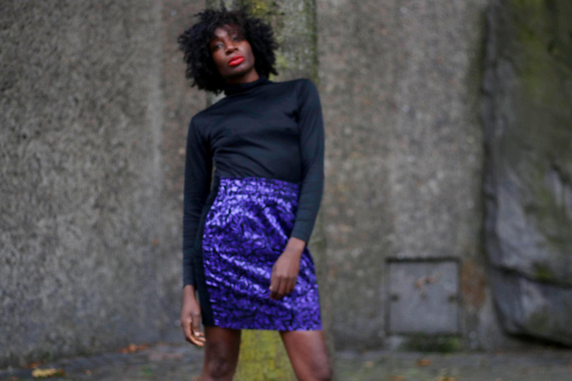 80s Festive Mini Skirt| Vintage Women's Purple Maximalist Skirt| Floral Print Made in France Skirt