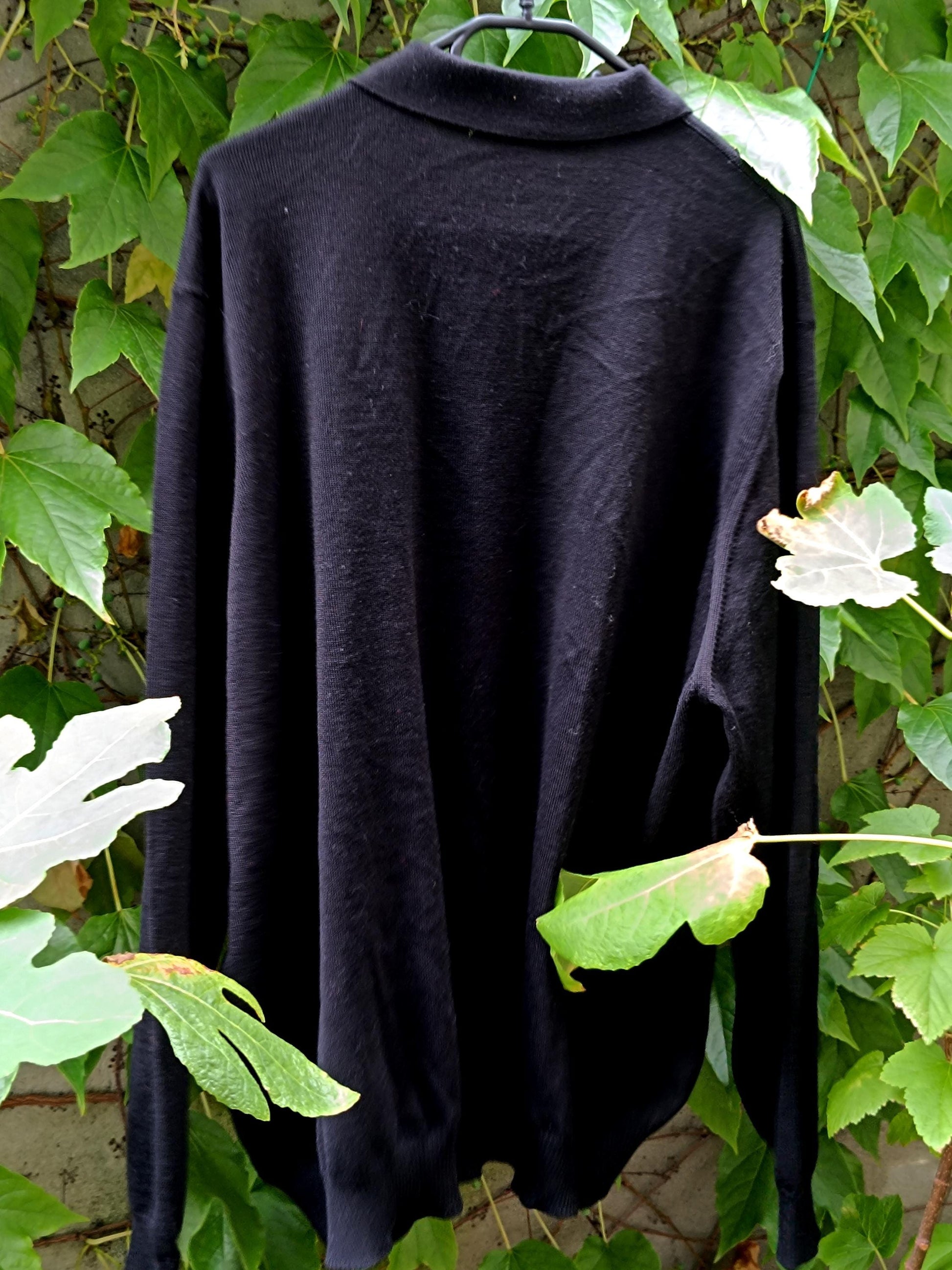 90s März Wool Sweater| Vintage Black Zip Up Minimalist Pullover Sweater | Unisex Purist Fall Sweater