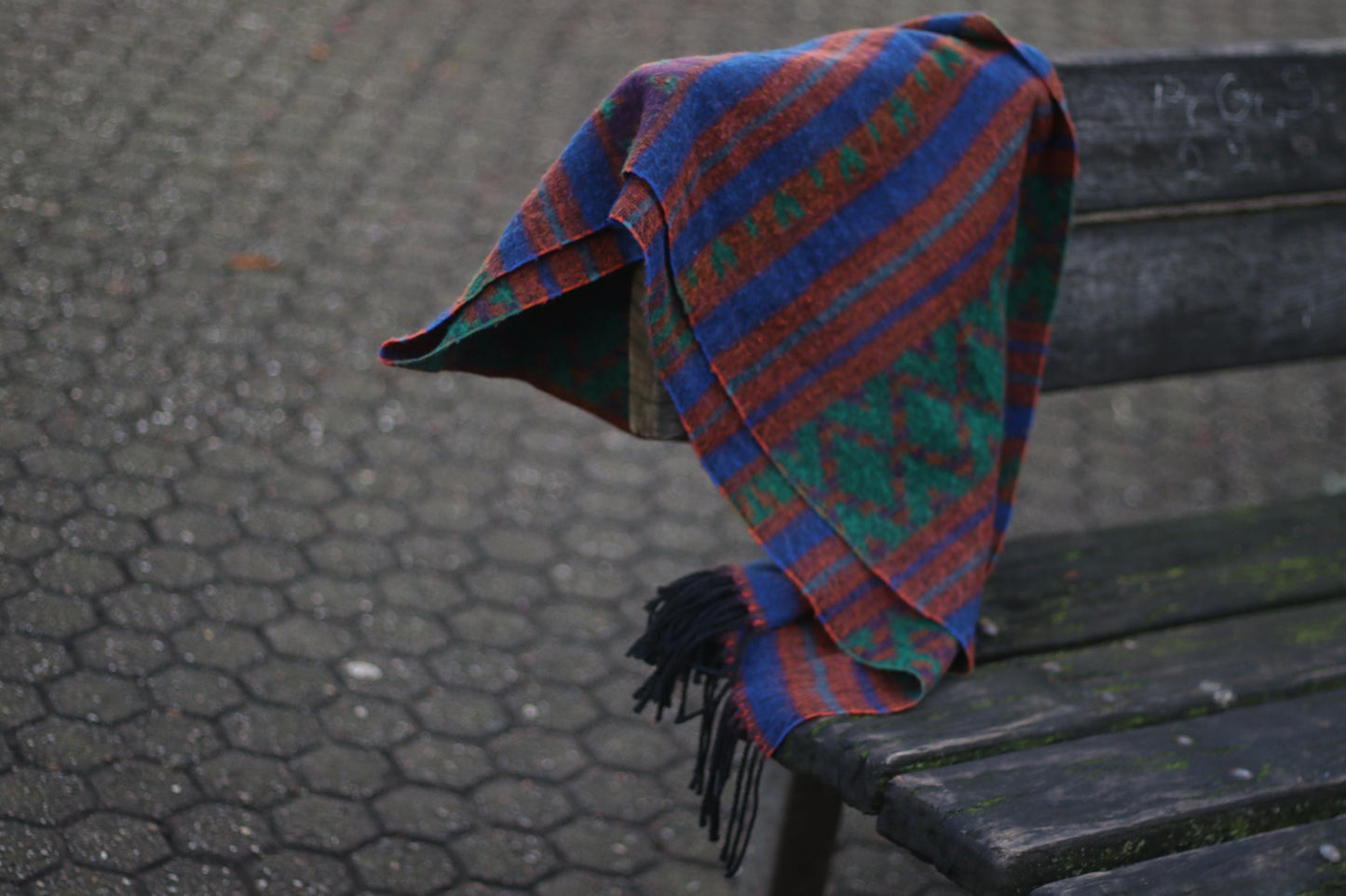 70s Bold Scarf| Vintage Colorful Ethnic Chic Scarf | Women's Red Striped Winter Scarf