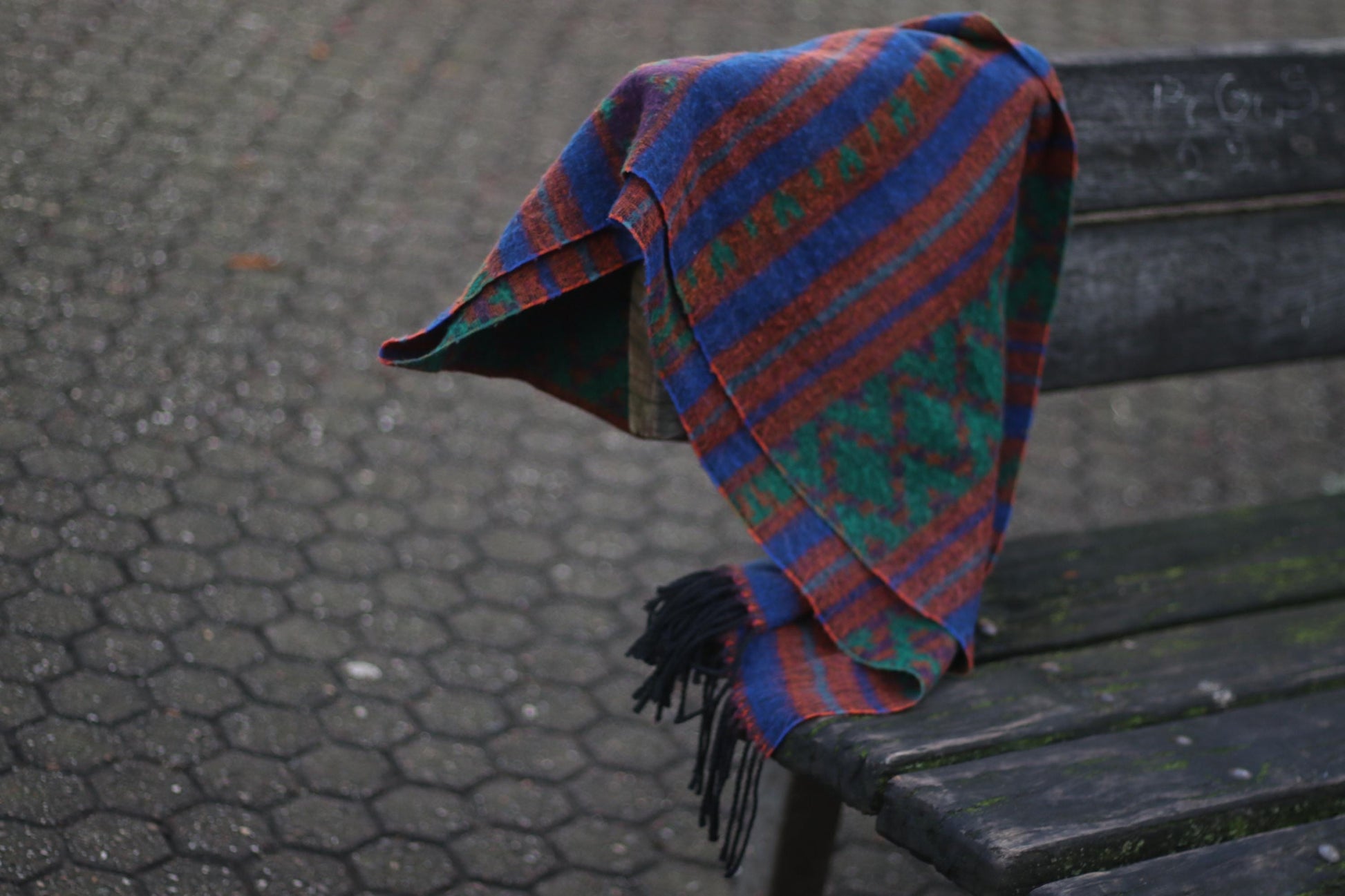 70s Bold Scarf| Vintage Colorful Ethnic Chic Scarf | Women's Red Striped Winter Scarf