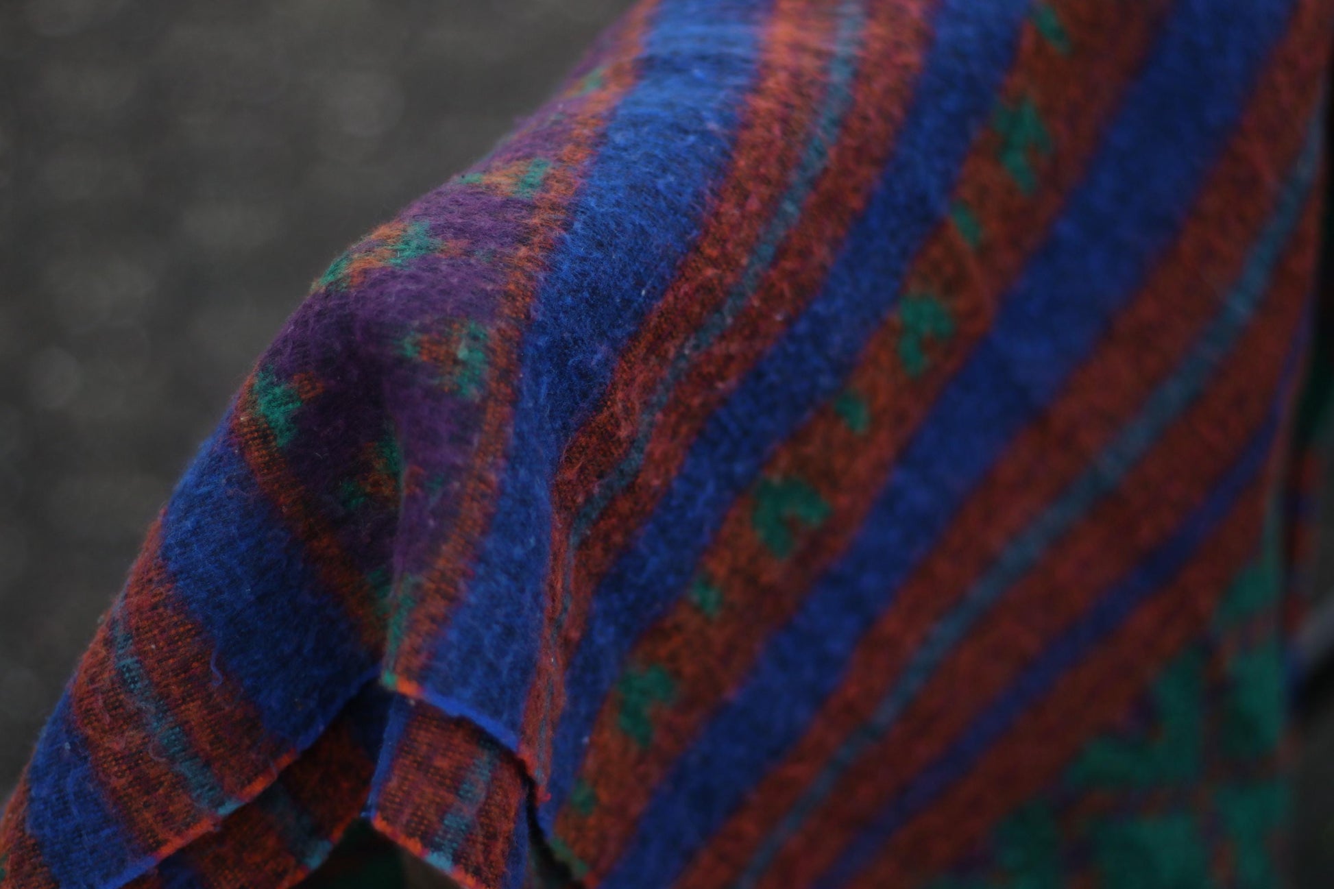 70s Bold Scarf| Vintage Colorful Ethnic Chic Scarf | Women's Red Striped Winter Scarf