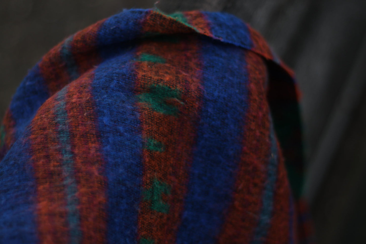 70s Bold Scarf| Vintage Colorful Ethnic Chic Scarf | Women's Red Striped Winter Scarf