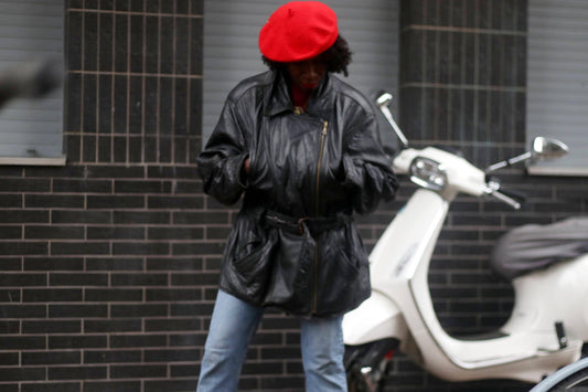 80s Black Leather Jacket| Genuine Leather Unisex Moto Coat|