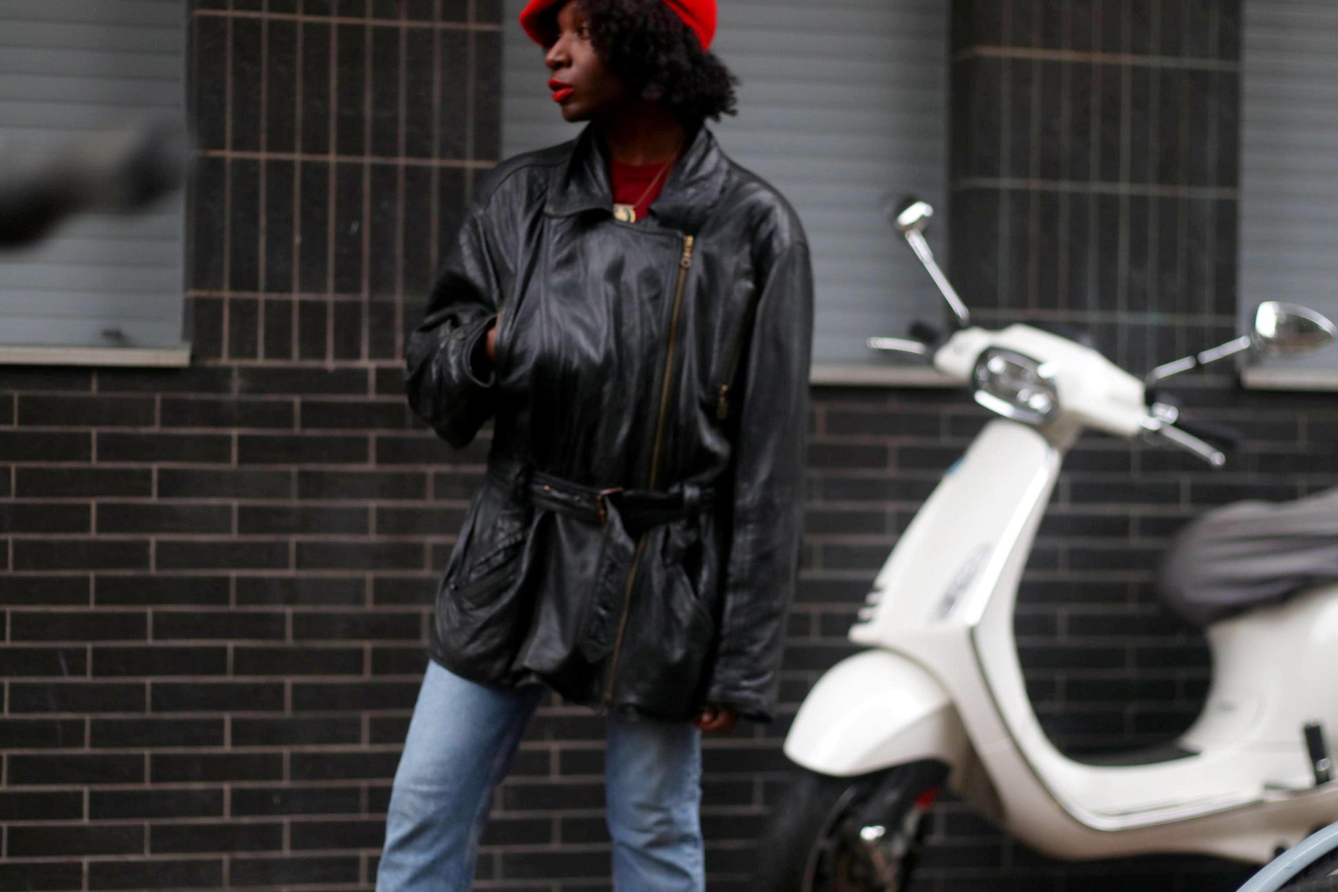 80s Black Leather Jacket| Genuine Leather Unisex Moto Coat|