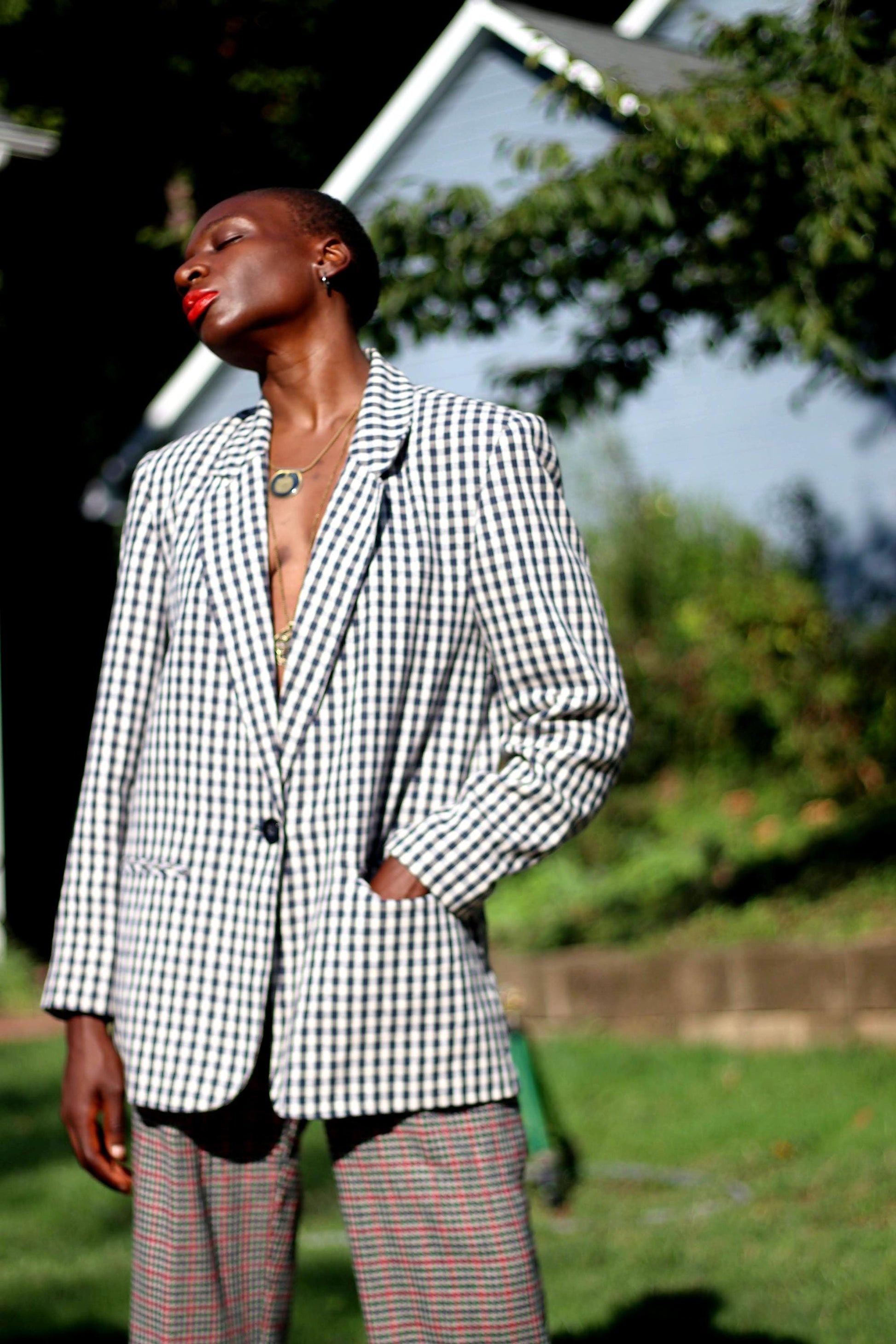 y2k Dressbarn Blazer| Vintage Women's Black and White Checkered Blazer – Fashion and Fables