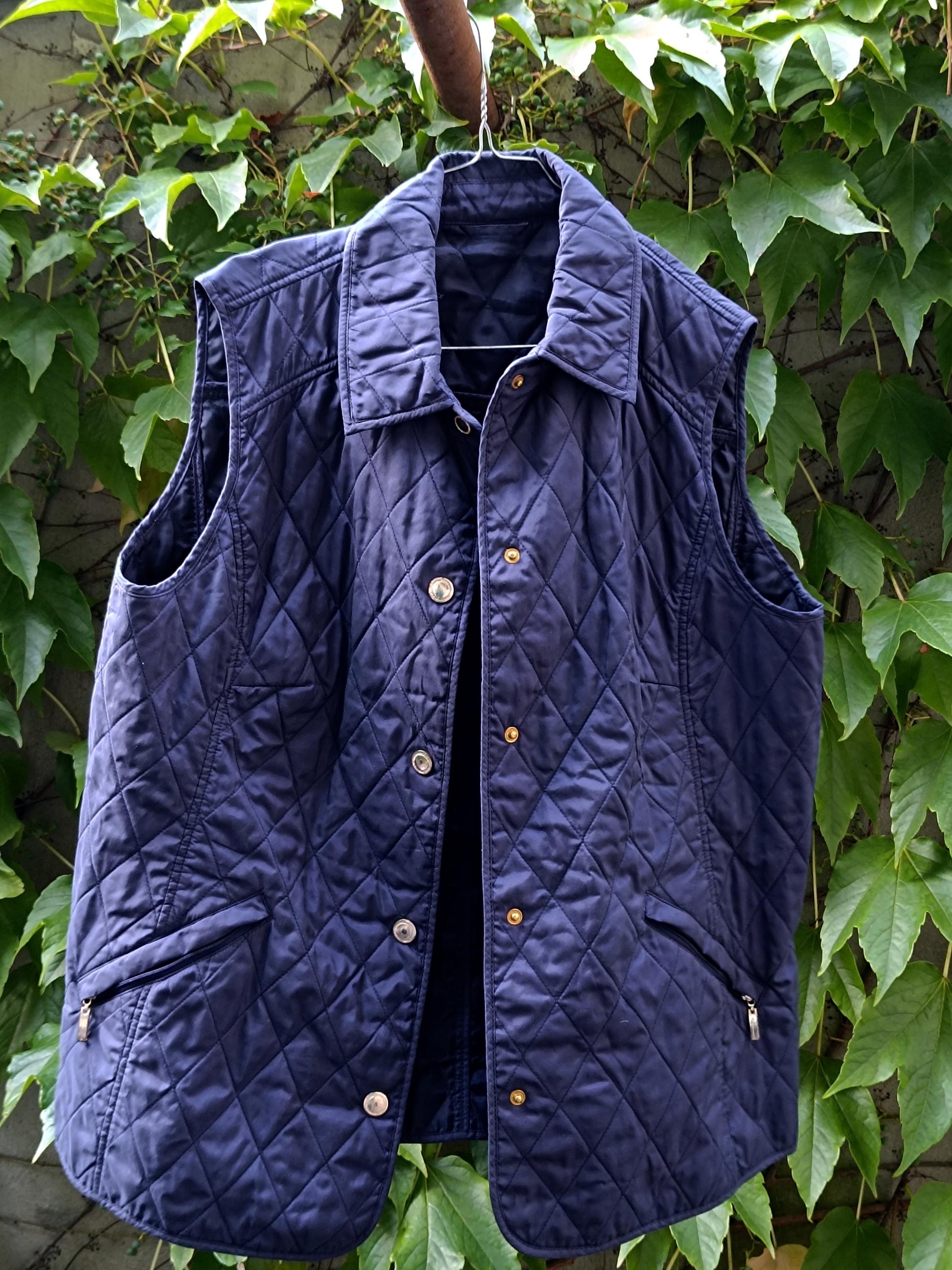90s Walbusch Quilted Vest | Vintage Blue Layering Vest | Women's Lightweight Jacket| Padded Transitional Minimalist Vest