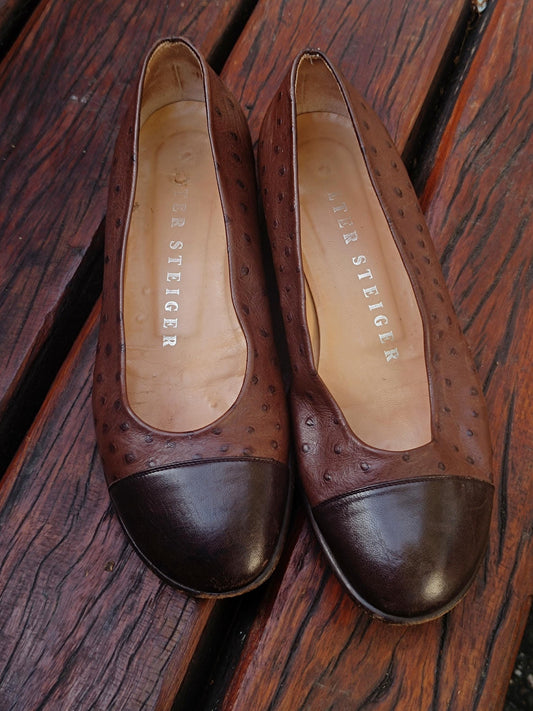 80s Walter Steiger Ballerinas| Vintage Brown Leather Flats |Minimalist feminine capsule wardrobe flats