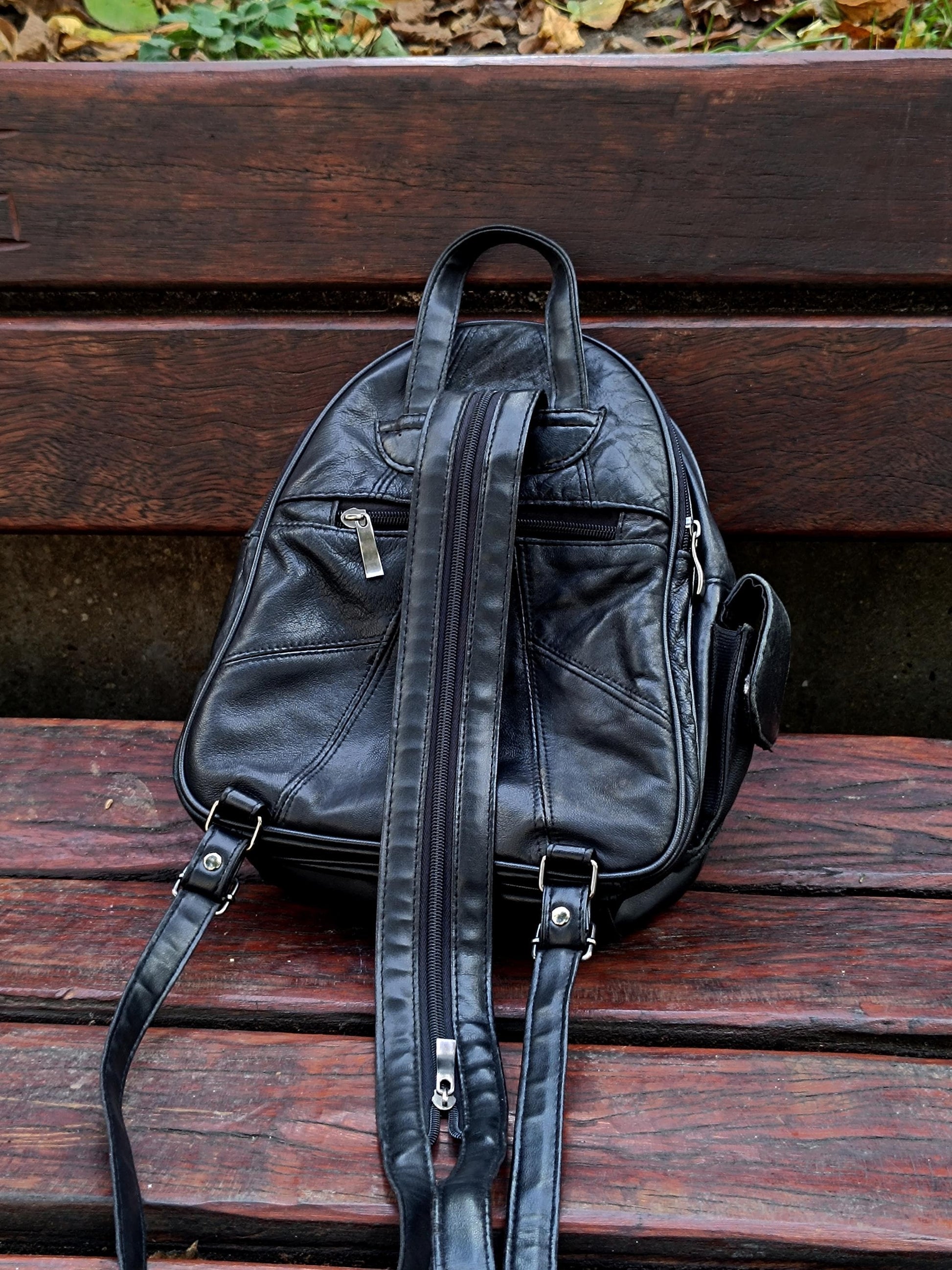 80s Leather Backpack| Vintage Unisex Black Bag| Minimalist Women's Bag – Fashion and Fables 80s Leather Backpack| Vintage Unisex Black Bag| Minimalist Women's Bag – Fashion and Fables