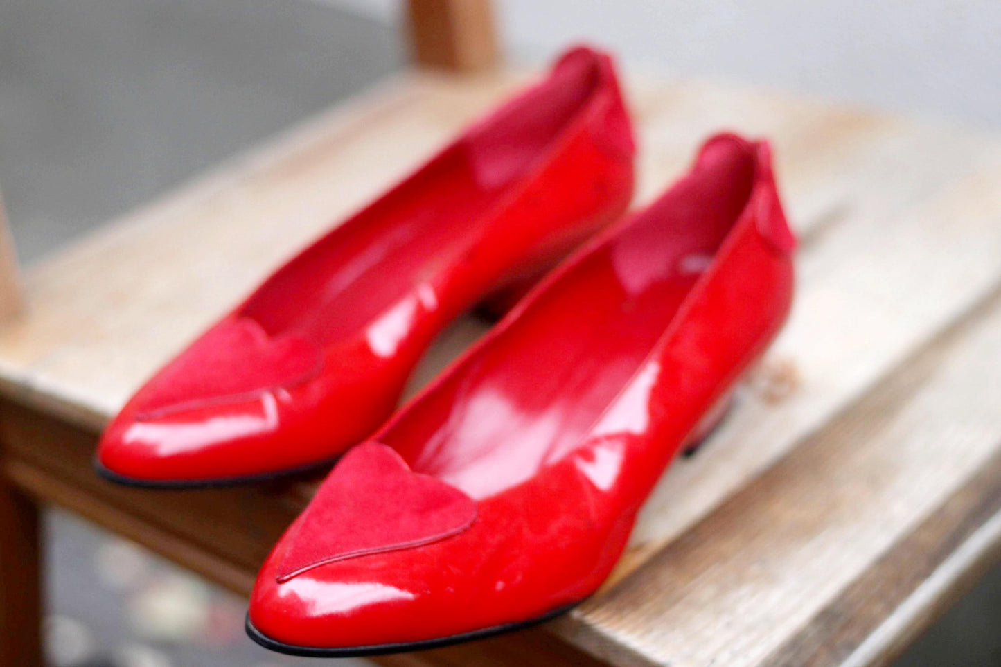 80s Hans Behr Heart Pumps | Rare Vintage Red Leather Shoes| Quirky Retro Heart Heels