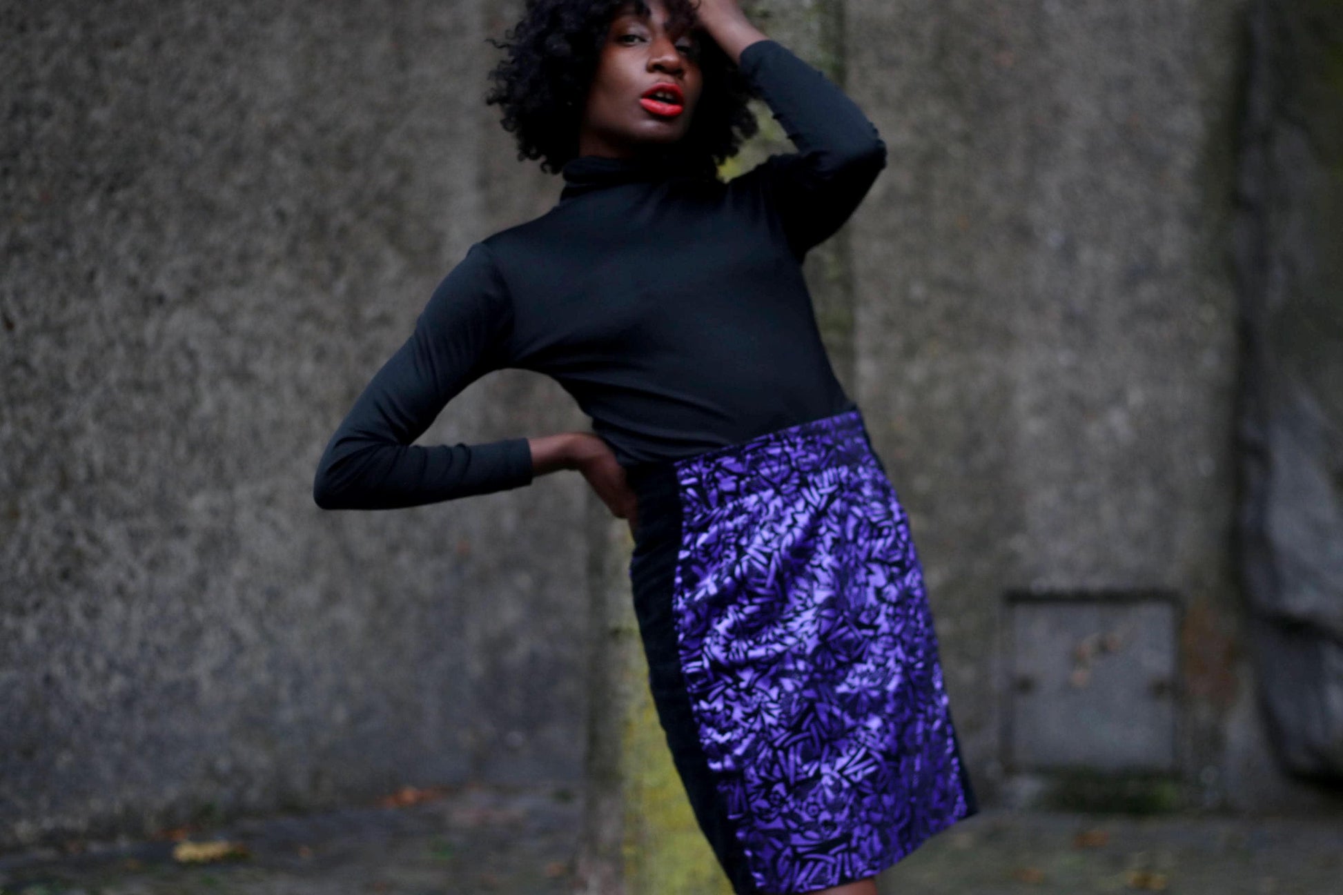 80s Festive Mini Skirt| Vintage Women's Purple Maximalist Skirt| Floral Print Made in France Skirt