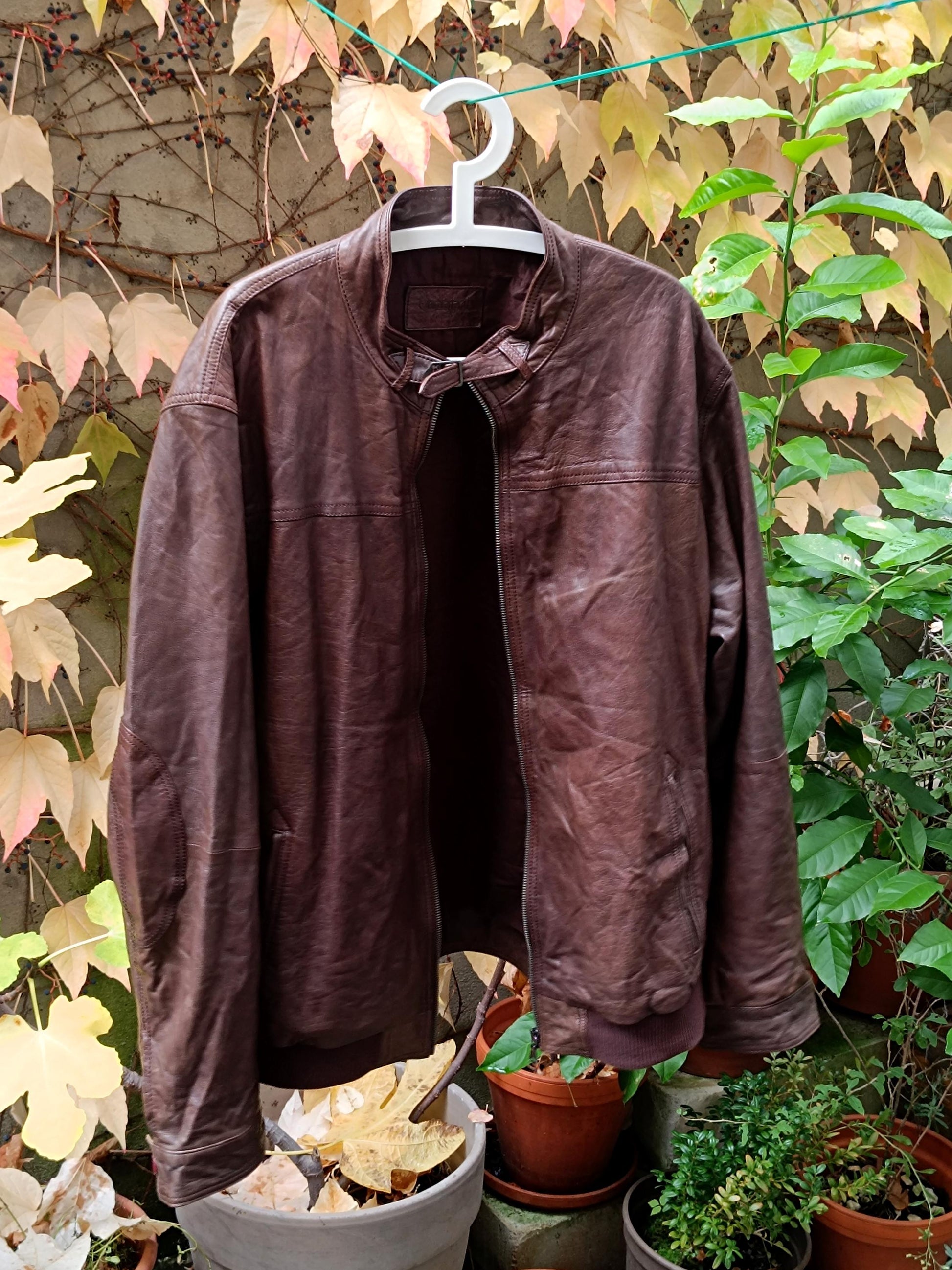 90s Conbipel leather Jacket| Vintage Women's Brown Minimalist Oversized leather coat| Capsule Wardrobe Jacket