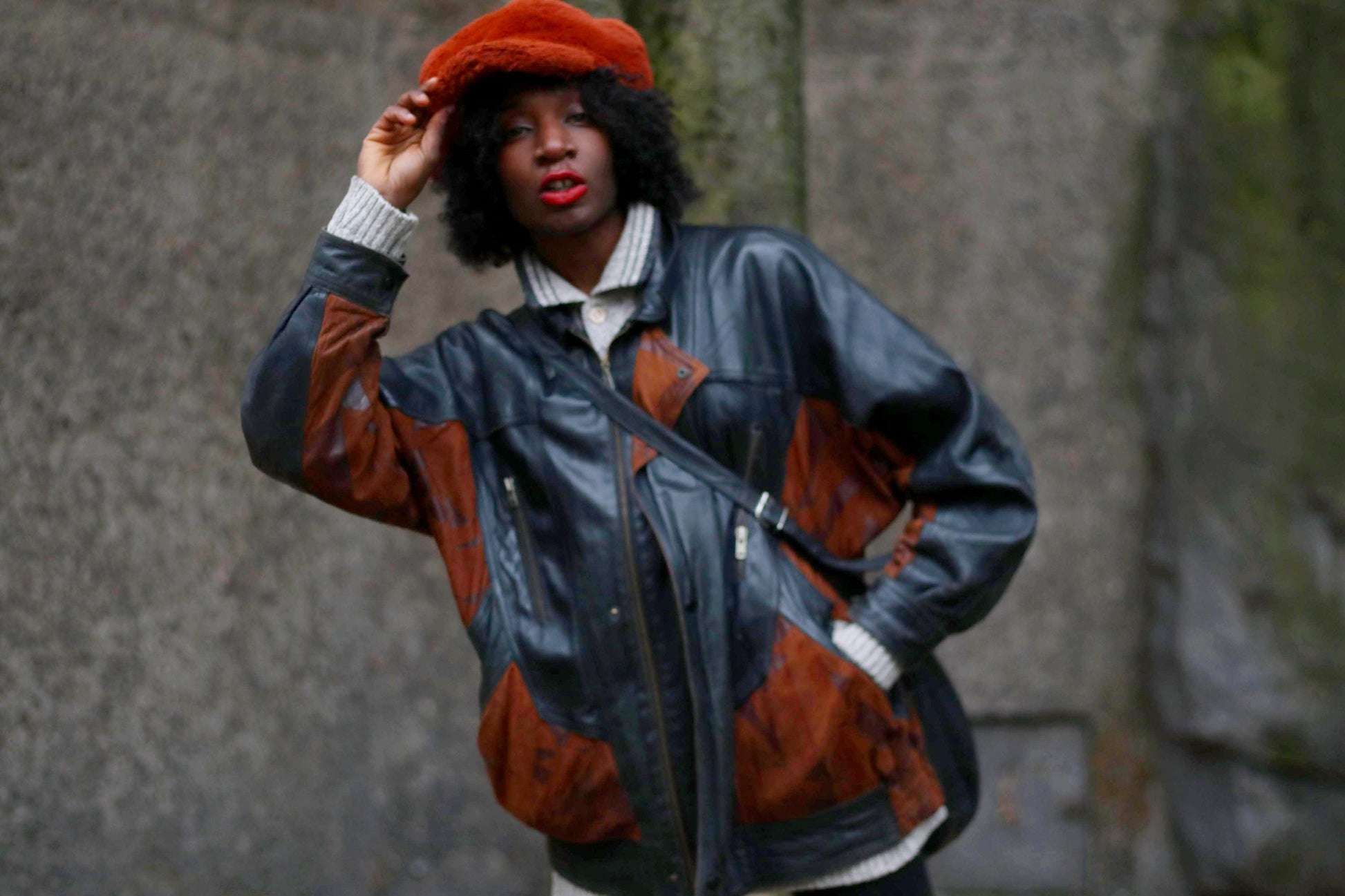 90s Patchwork Leather Jacket| Vintage Black and brown Unisex Oversized Leather Coat| Women's Leather Jacket