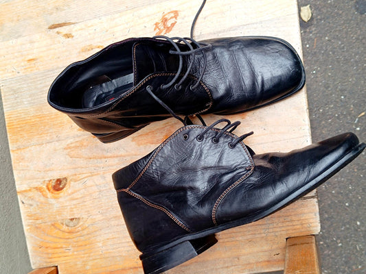 90s Leather Ankle Boots| Vintage Everybody Black Grunge Boots |Vintage Women's Shoes