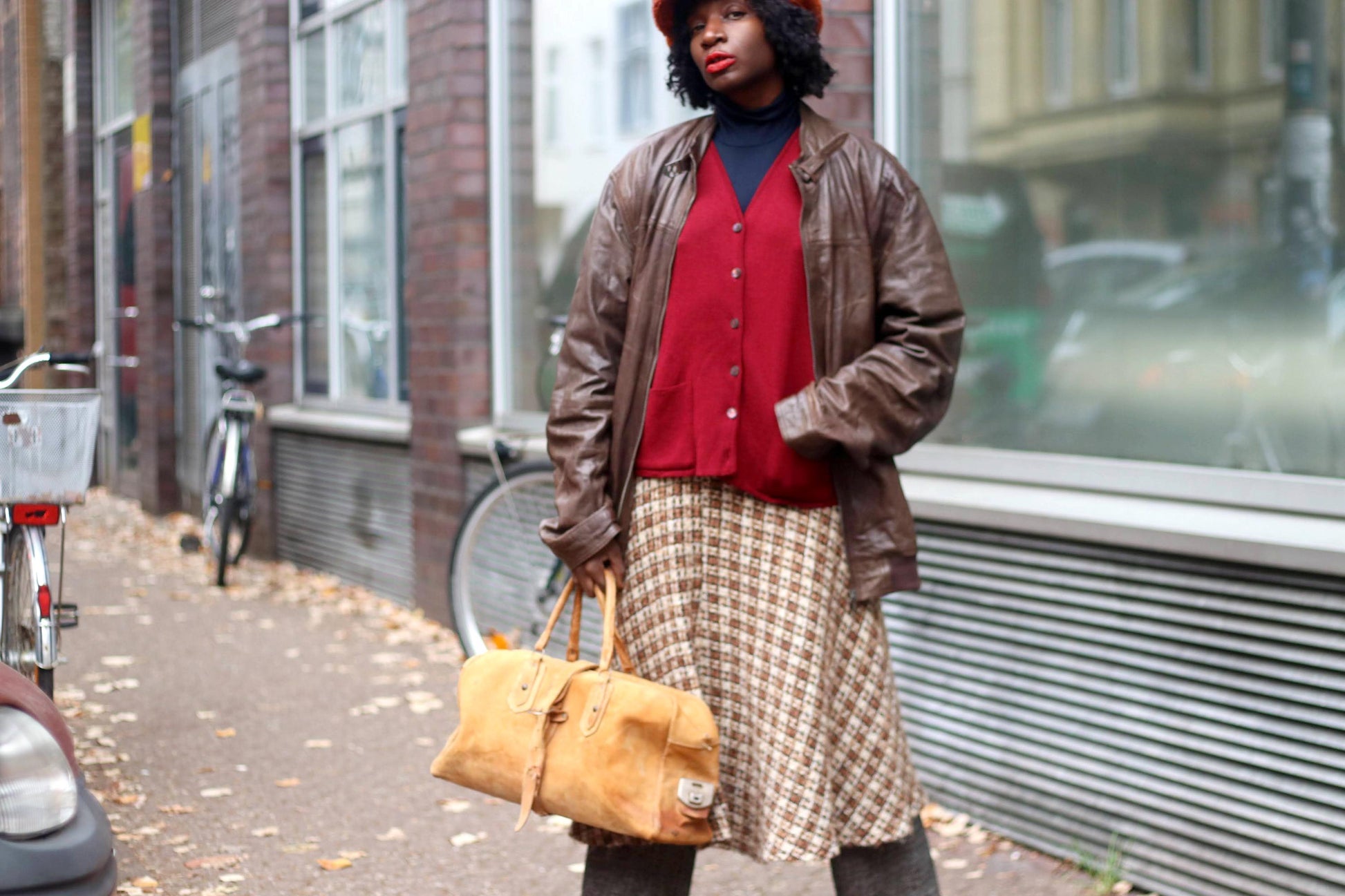 90s Conbipel leather Jacket| Vintage Women's Brown Minimalist Oversized leather coat| Capsule Wardrobe Jacket