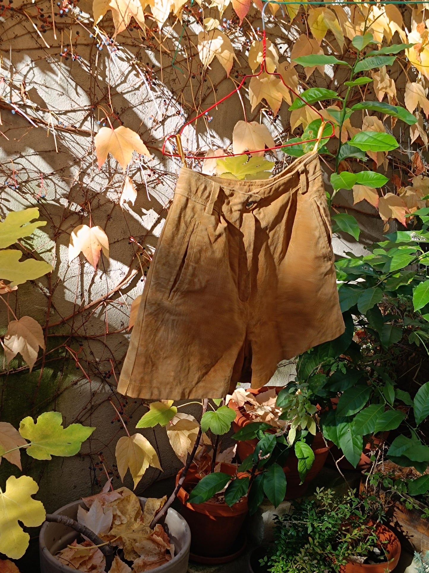 Vintage Mustard Yellow Suede Shorts| 70s Women's High Waisted Real Leather Boho Festival