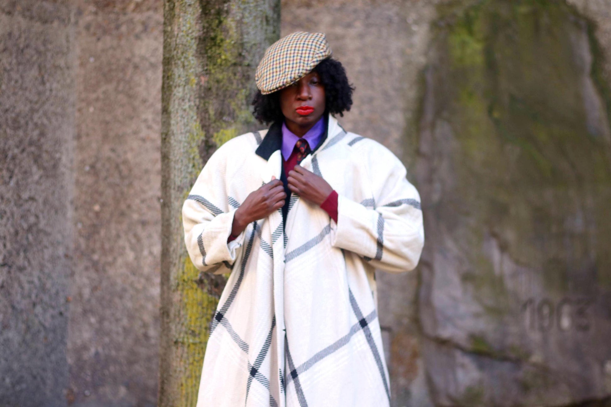Nale Junior Paris Coat| Vintage 60s Black & White Cape Like Winter Jacket| Minimalist Mod Women's Coat |