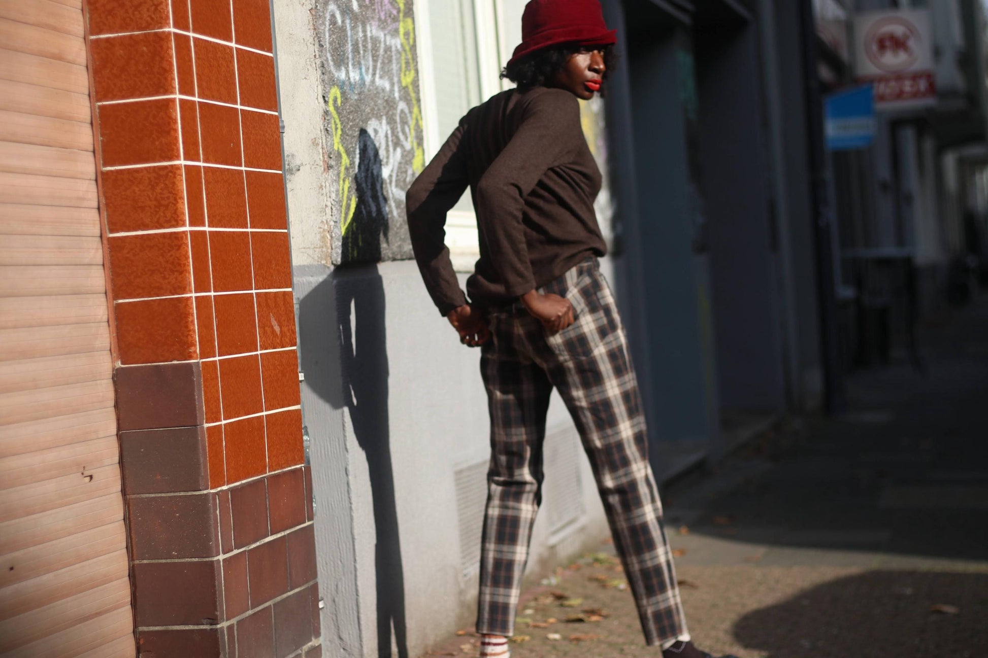 Vintage Zaffiri Plaid High Waisted Pants| 9s0 Womens Checkered Gray Denim