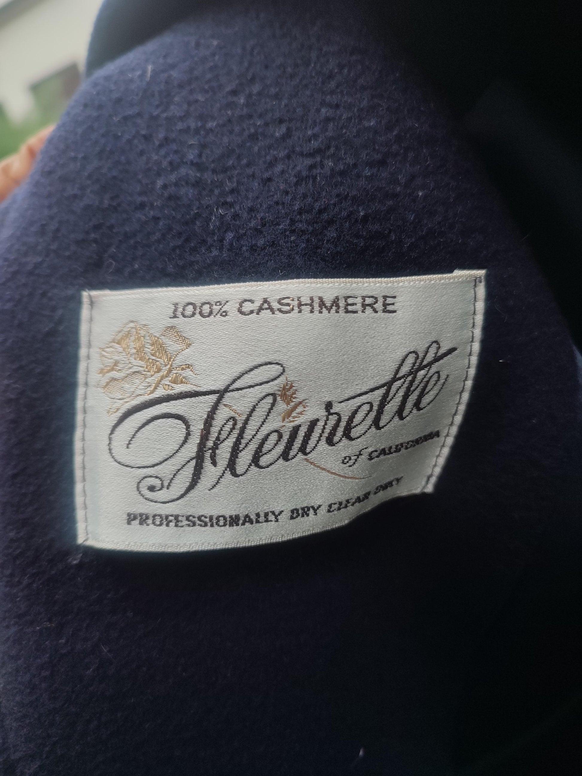70s Fleurette of California Cashmere Coat | Vintage Classic Double breasted blue winter coat| Women's blue winter coat| Men's Winter coat