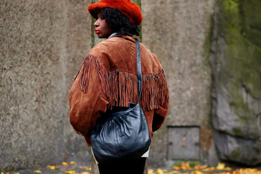 90s Hobo Leather Bag| Vintage Oversized Women's Crossbody| Bohemian Shoulder bag