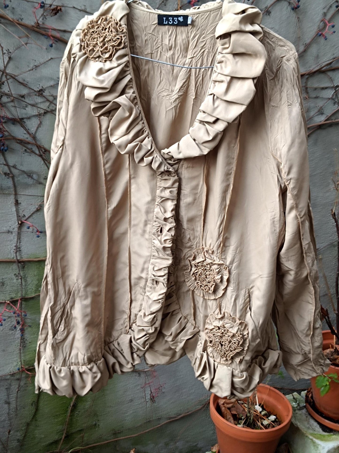 Y2K Deconstructed Floral Shirt| Vintage Women's Long Sleeved Brown Blouse | Avant-garde Long sleeves Shirt
