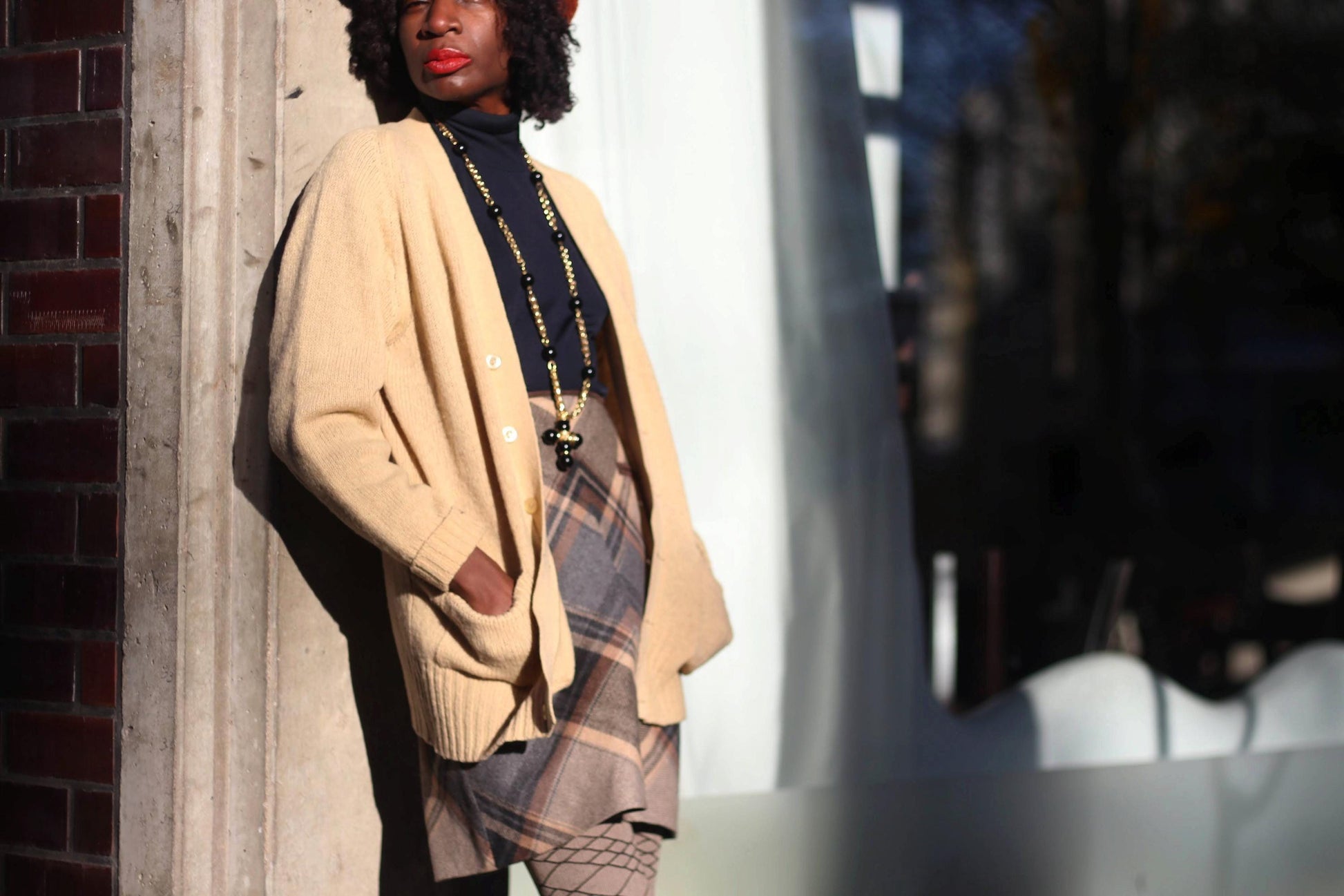 80s Brown Cardigan| Vintage Long-sleeved Winter Sweater