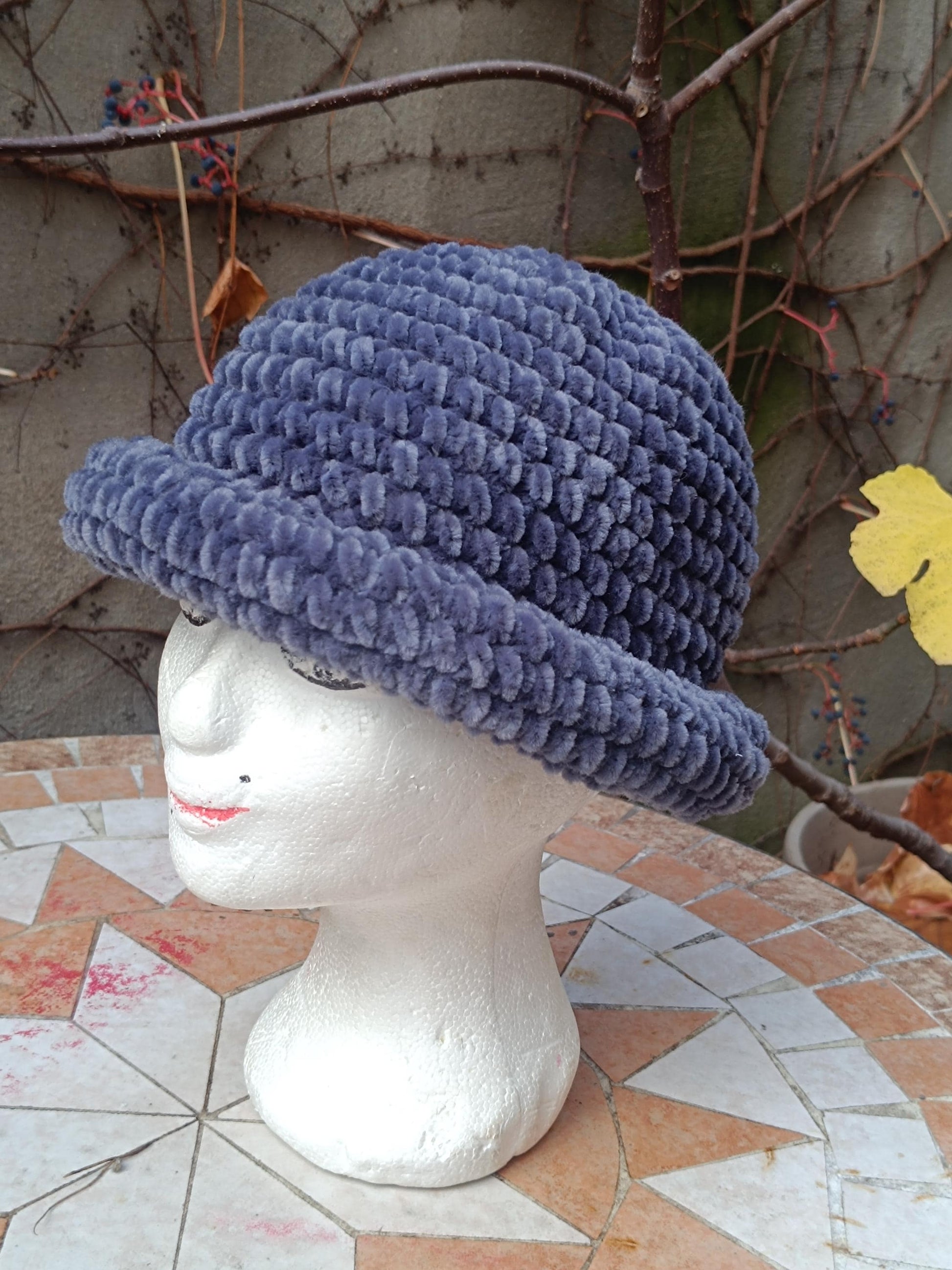 y2k Blue Knitted Hat| Vintage Cozy Indy Hat