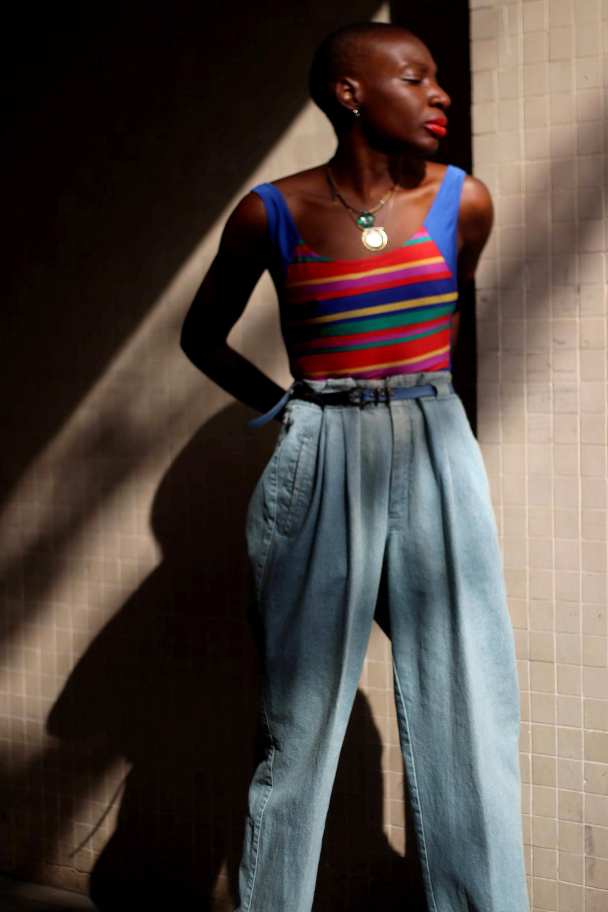 90s Rosner High waisted Jeans| Blue Pleated denim | women's blue jeans