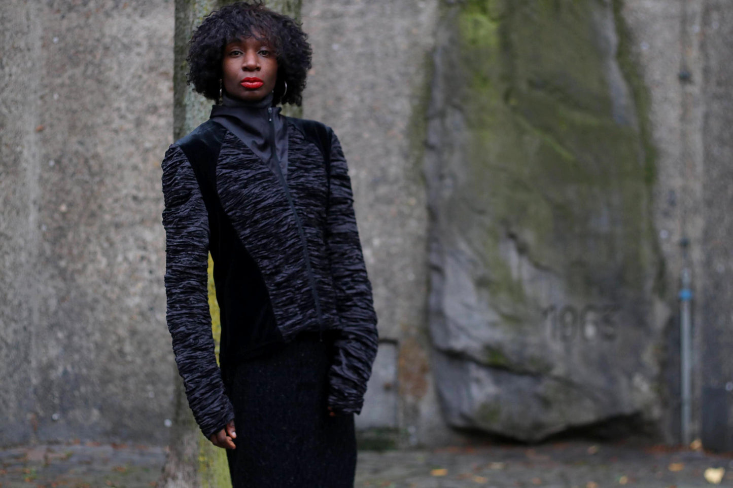 y2k Avant-garde Rouched Shirt| Vintage Women's Long Sleeved Black Festive Shirt | Opulent Party Zip-Up Top