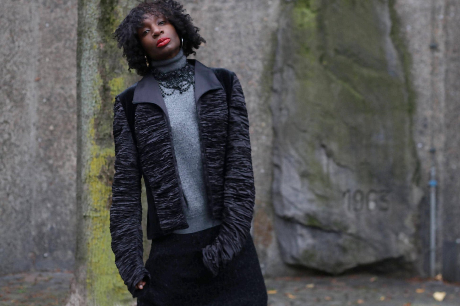 y2k Avant-garde Rouched Shirt| Vintage Women's Long Sleeved Black Festive Shirt | Opulent Party Zip-Up Top