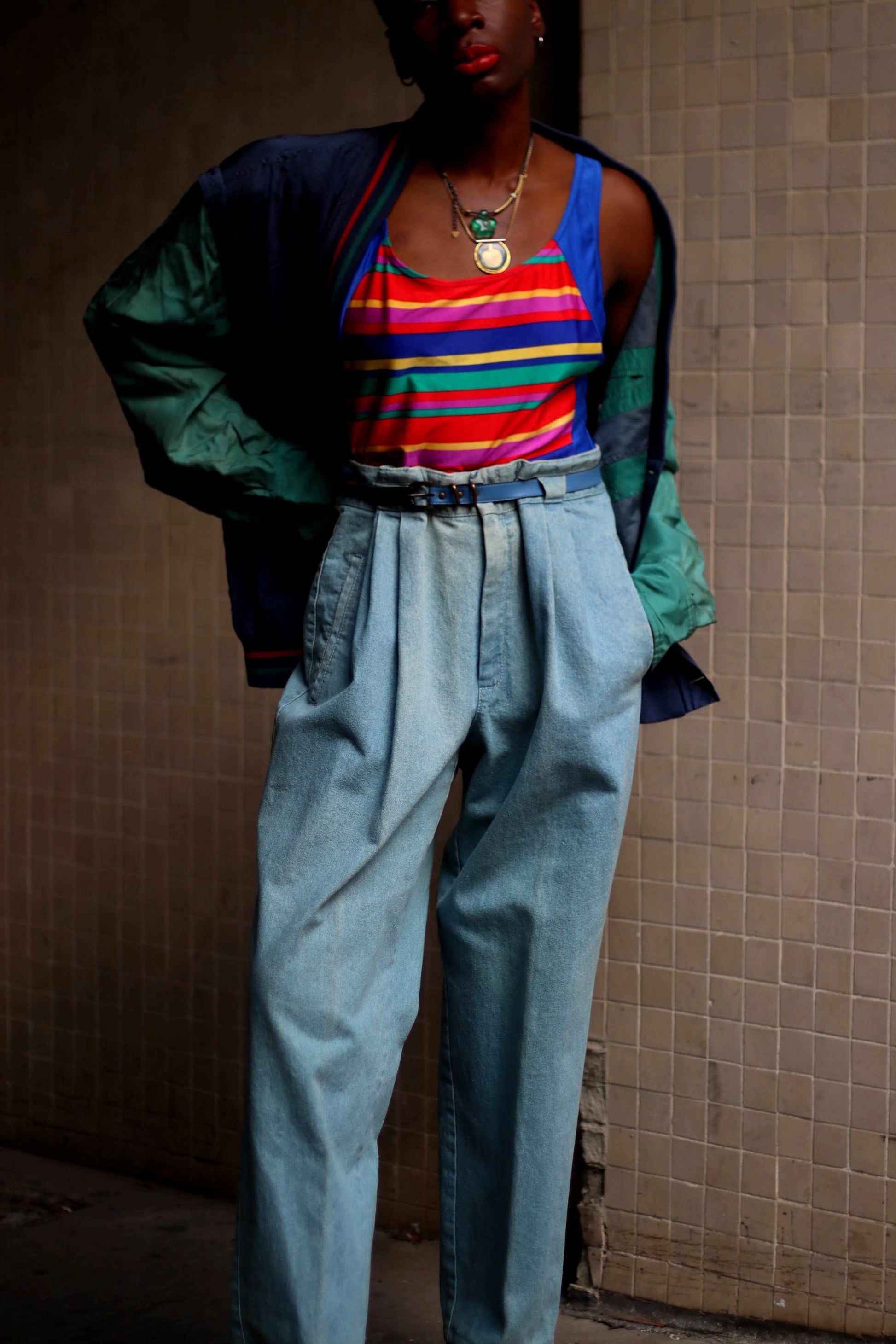 90s Rosner High waisted Jeans| Blue Pleated denim | women's blue jeans