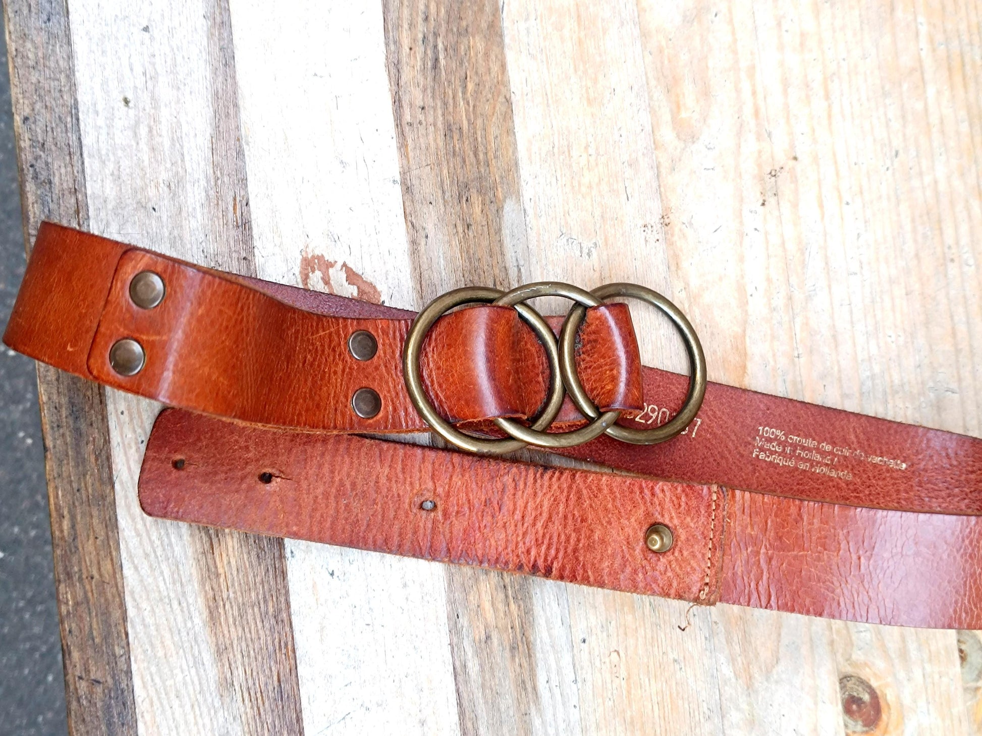90s Brown Leather Belt| Vintage Promod Statement Buckle Belt| Women's Boho Floral Waist Belt |