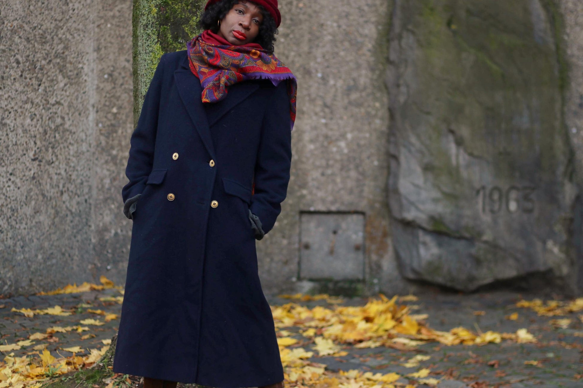 70s Fleurette of California Cashmere Coat | Vintage Classic Double breasted blue winter coat| Women's blue winter coat| Men's Winter coat