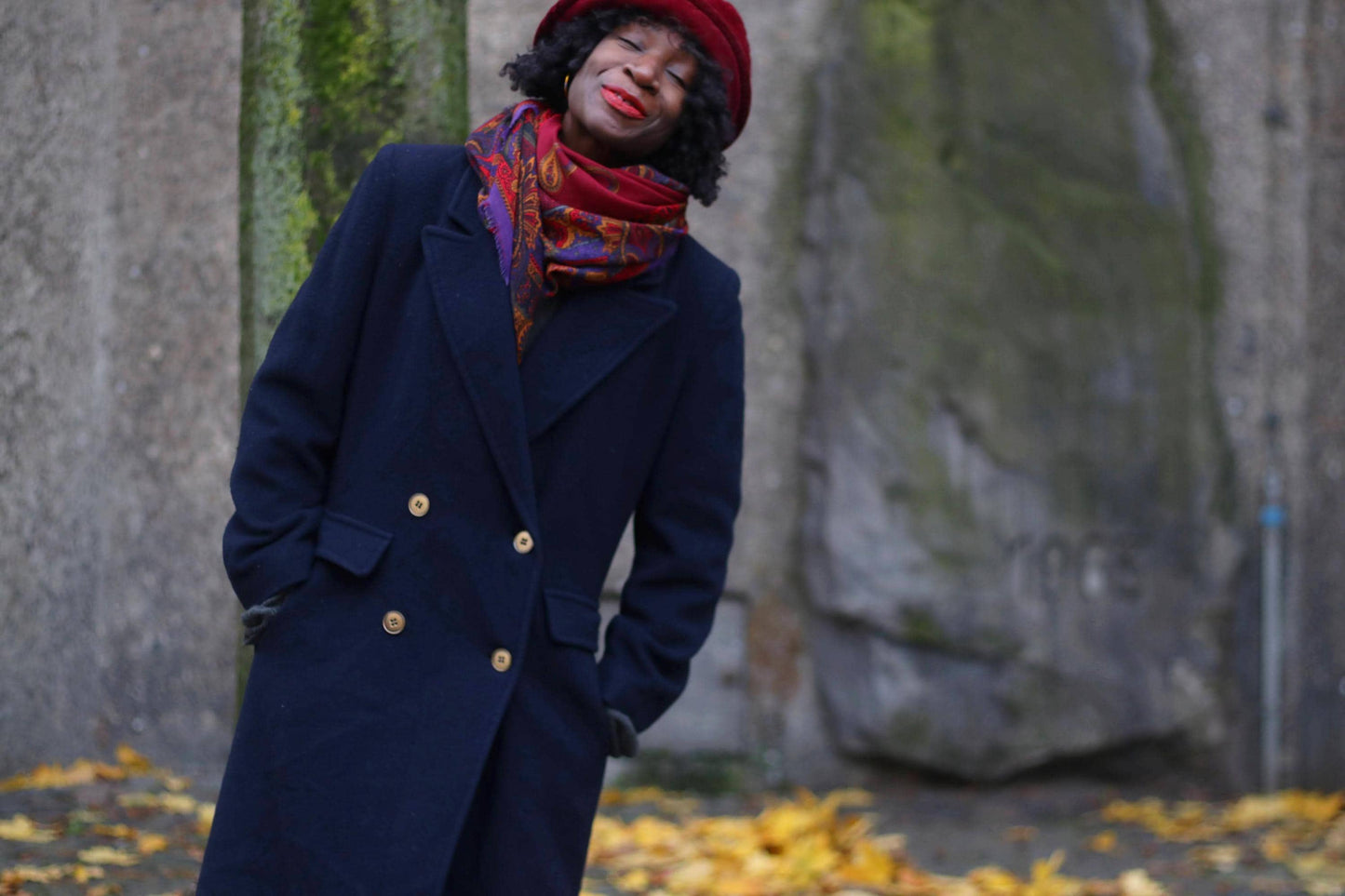 70s Fleurette of California Cashmere Coat | Vintage Classic Double breasted blue winter coat| Women's blue winter coat| Men's Winter coat
