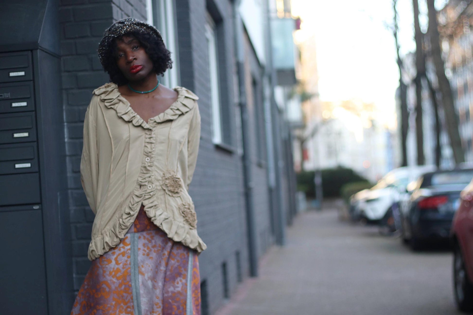Y2K Deconstructed Floral Shirt| Vintage Women's Long Sleeved Brown Blouse | Avant-garde Long sleeves Shirt