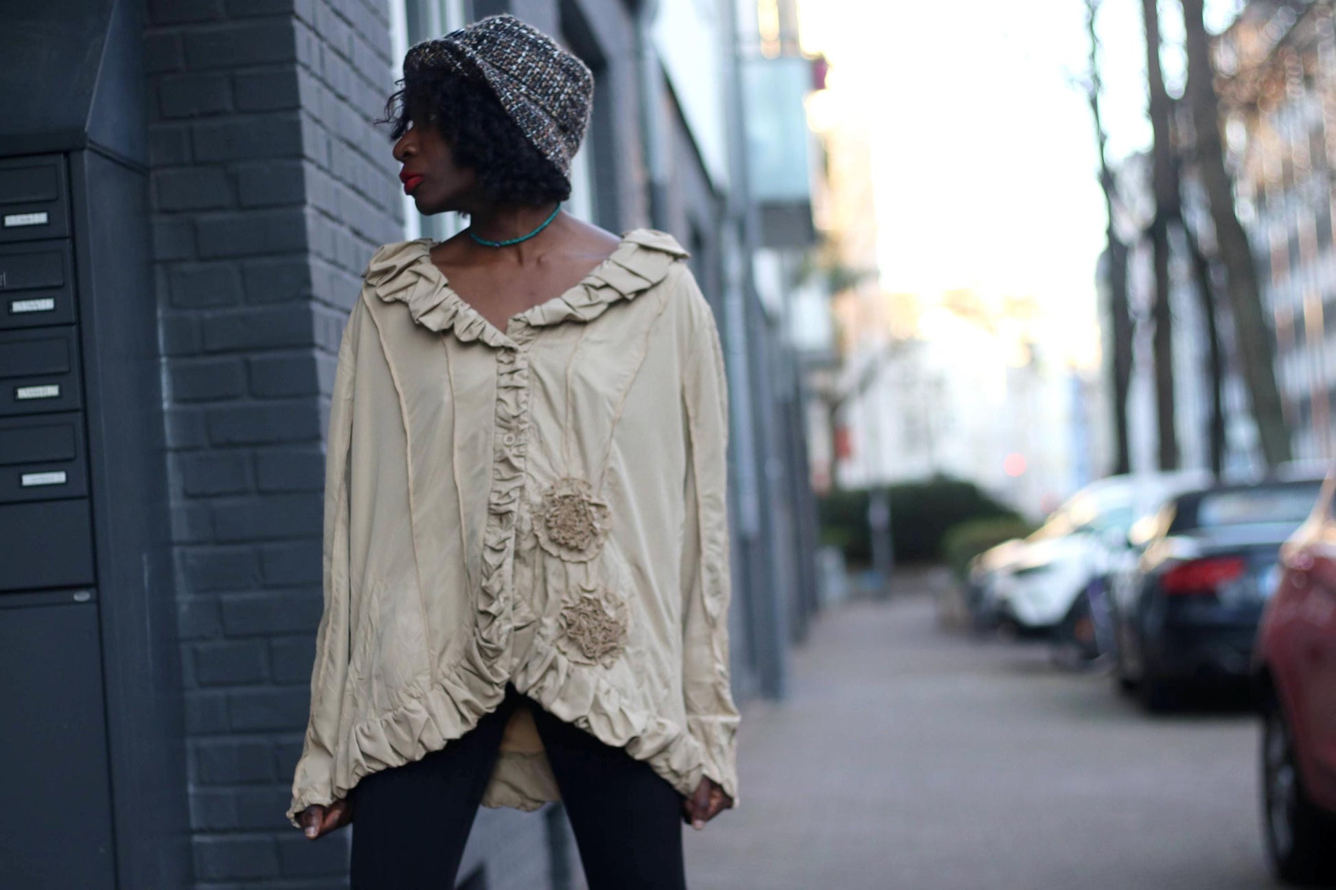 Y2K Deconstructed Floral Shirt| Vintage Women's Long Sleeved Brown Blouse | Avant-garde Long sleeves Shirt