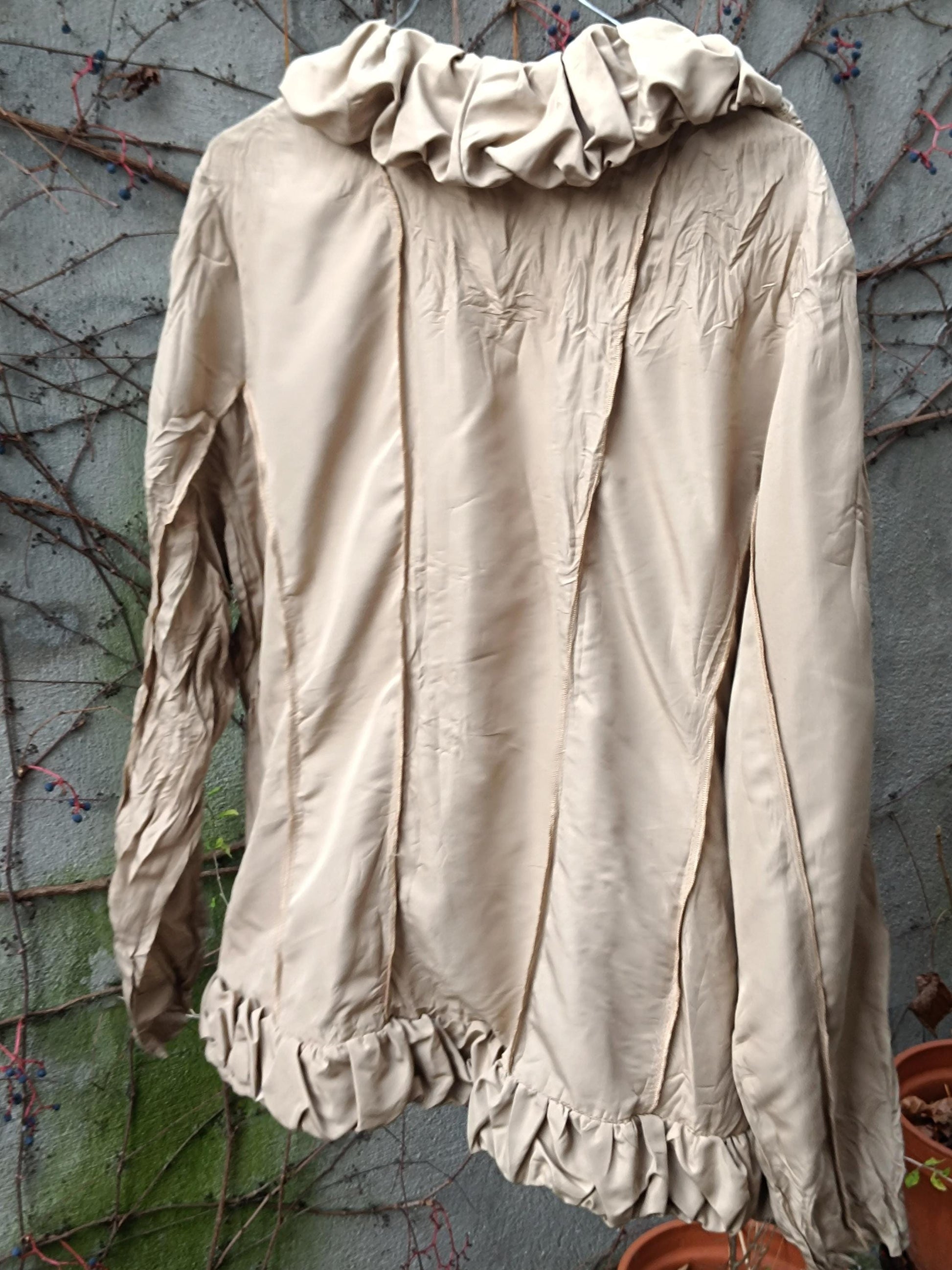 Y2K Deconstructed Floral Shirt| Vintage Women's Long Sleeved Brown Blouse | Avant-garde Long sleeves Shirt
