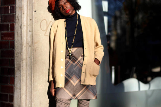 80s Brown Cardigan| Vintage Long-sleeved Winter Sweater