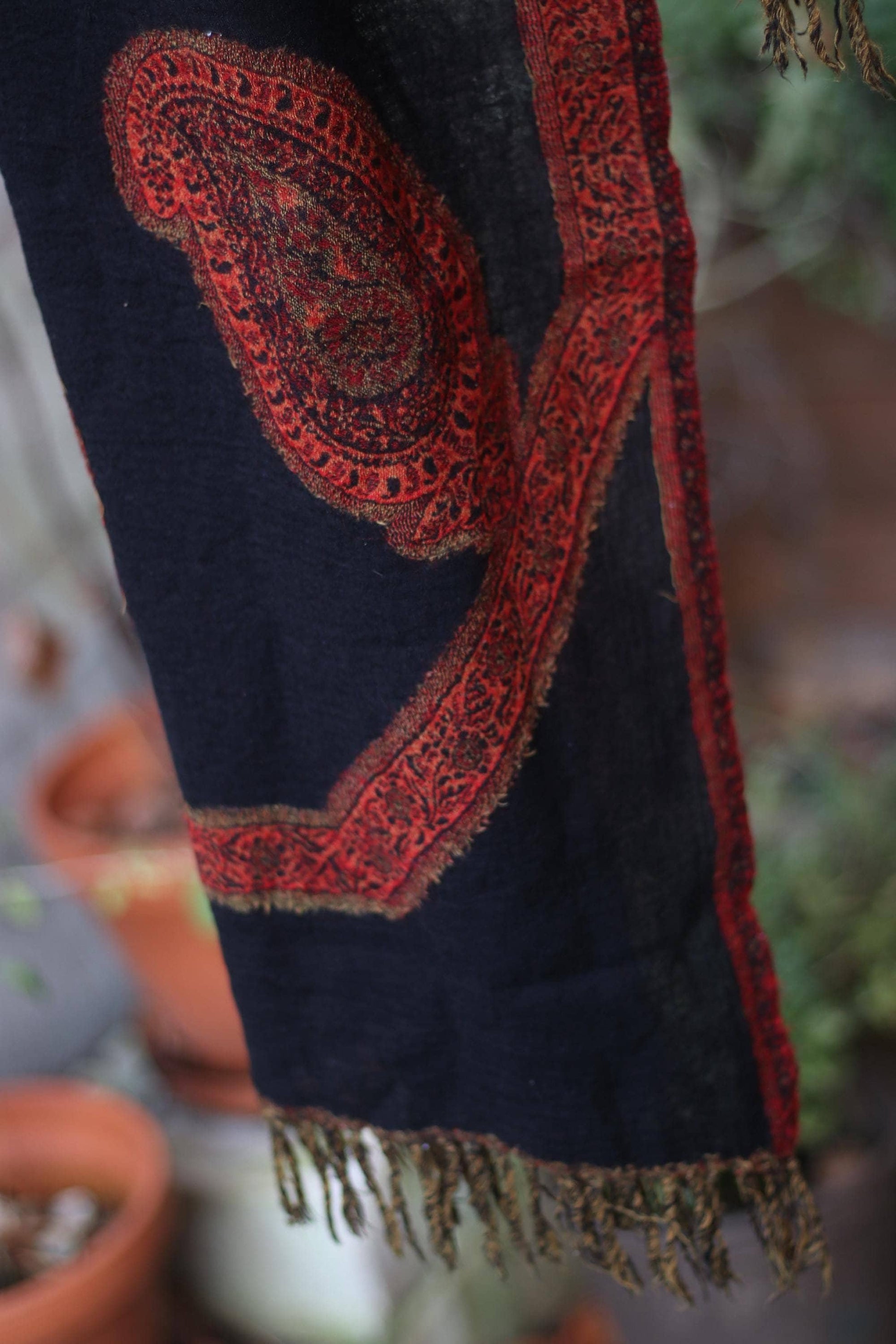 Vintage 90s Ethno Print Scarf | Red & Black Boho Winter Wrap | Bold Retro Shawl | Women's Cold Weather Accessory | Soft Patterned Scarf