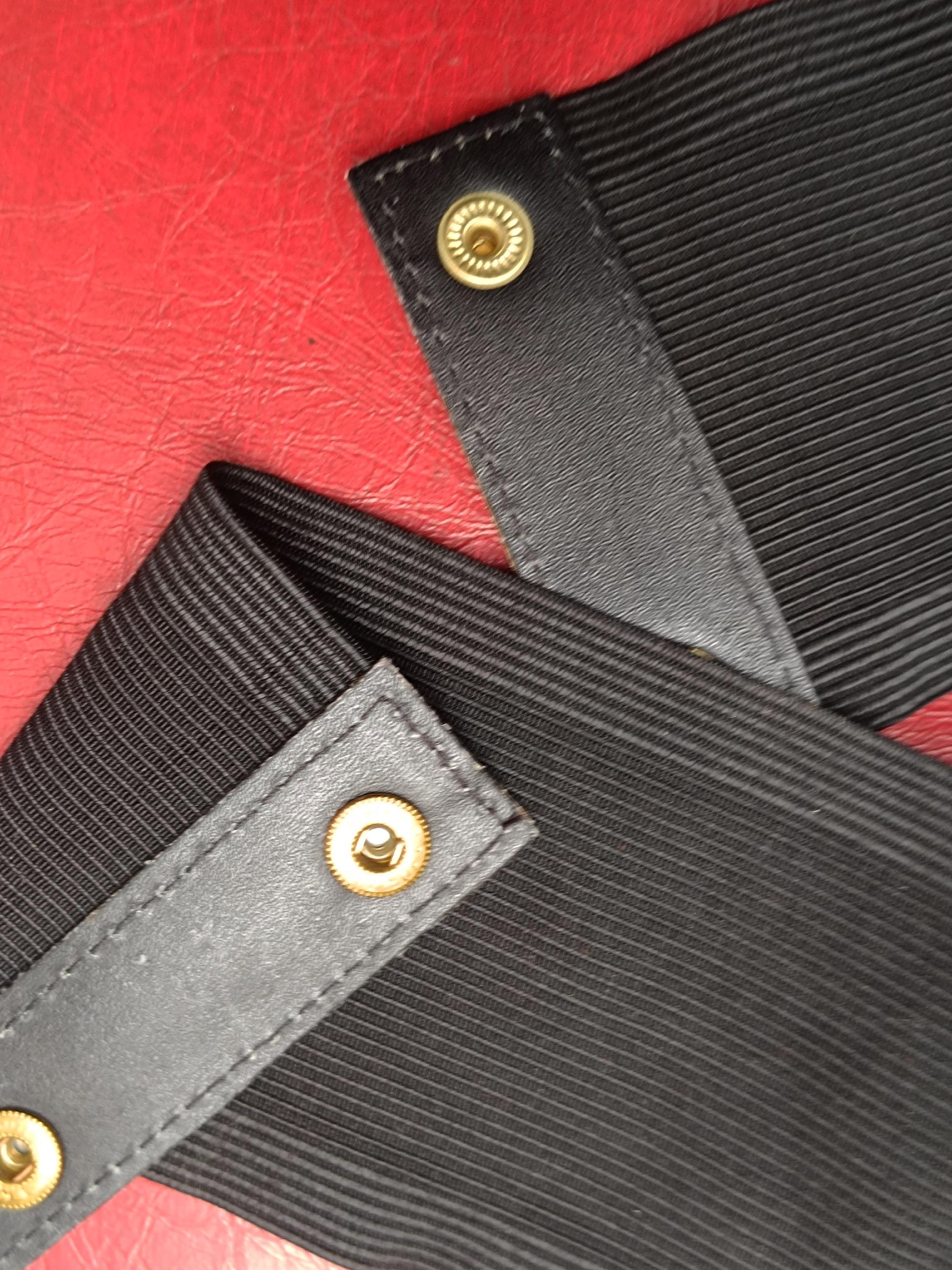 80s Colorful Waist Belt| Women's Striped Oversized Blue and Red Suede Belt