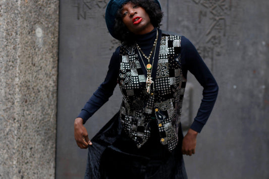 90s Paisley Print Black Vest | Elegant Teardrop Print Gothic-Inspired Evening Vest