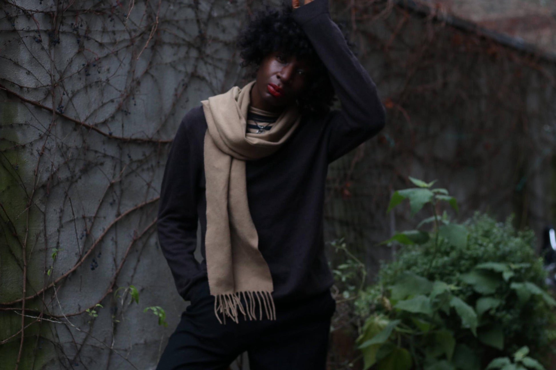 90s Wool Brown Winter Scarf| Unisex Minimalist Neckwarmer| Men's wooden Everyday scarf| Women Chic Scarf